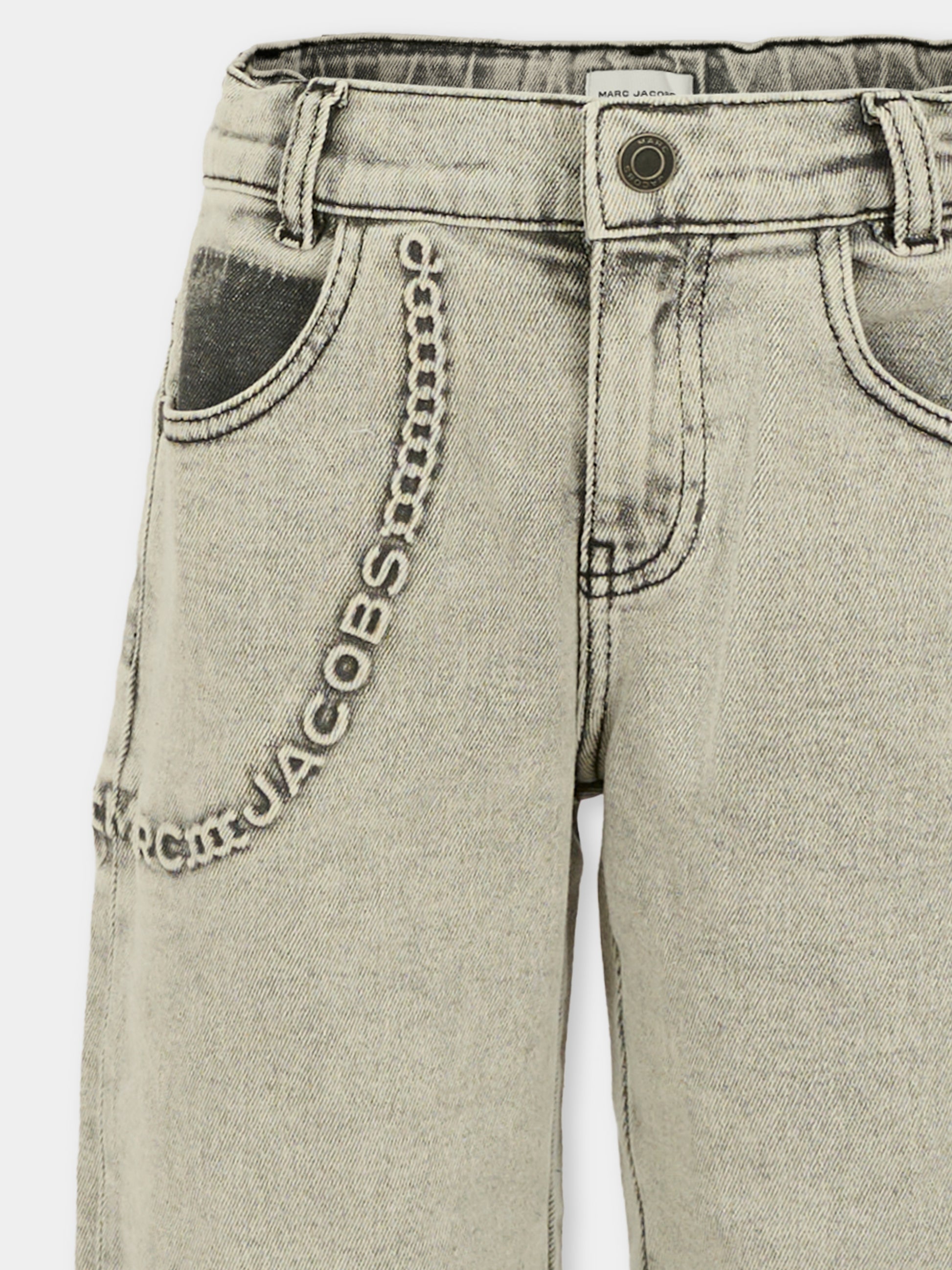 Jeans grigi per bambino con logo e catena,Marc Jacobs,W60646 09B