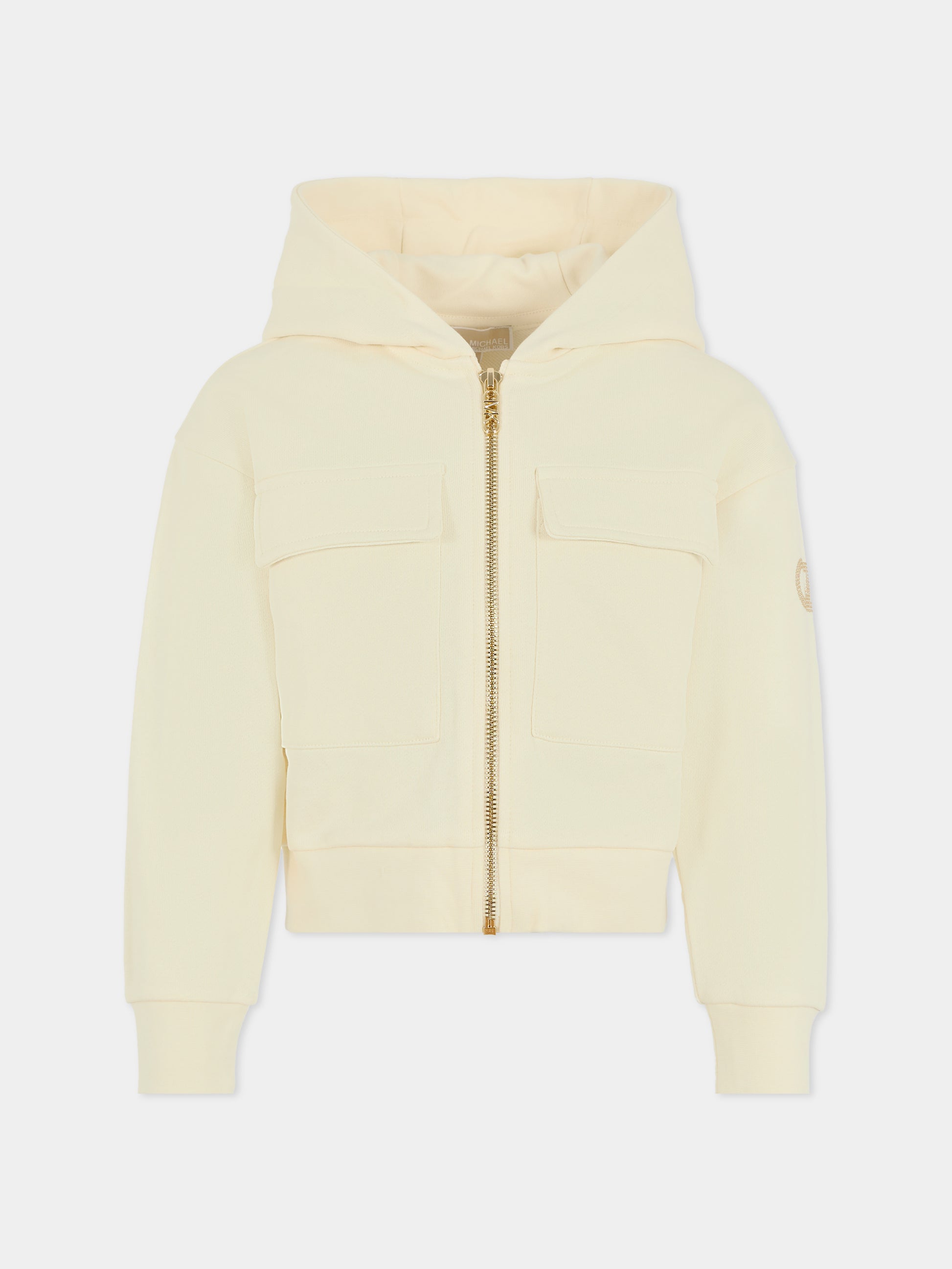 Felpa avorio per bambina con logo,Michael Kors,R30471 190