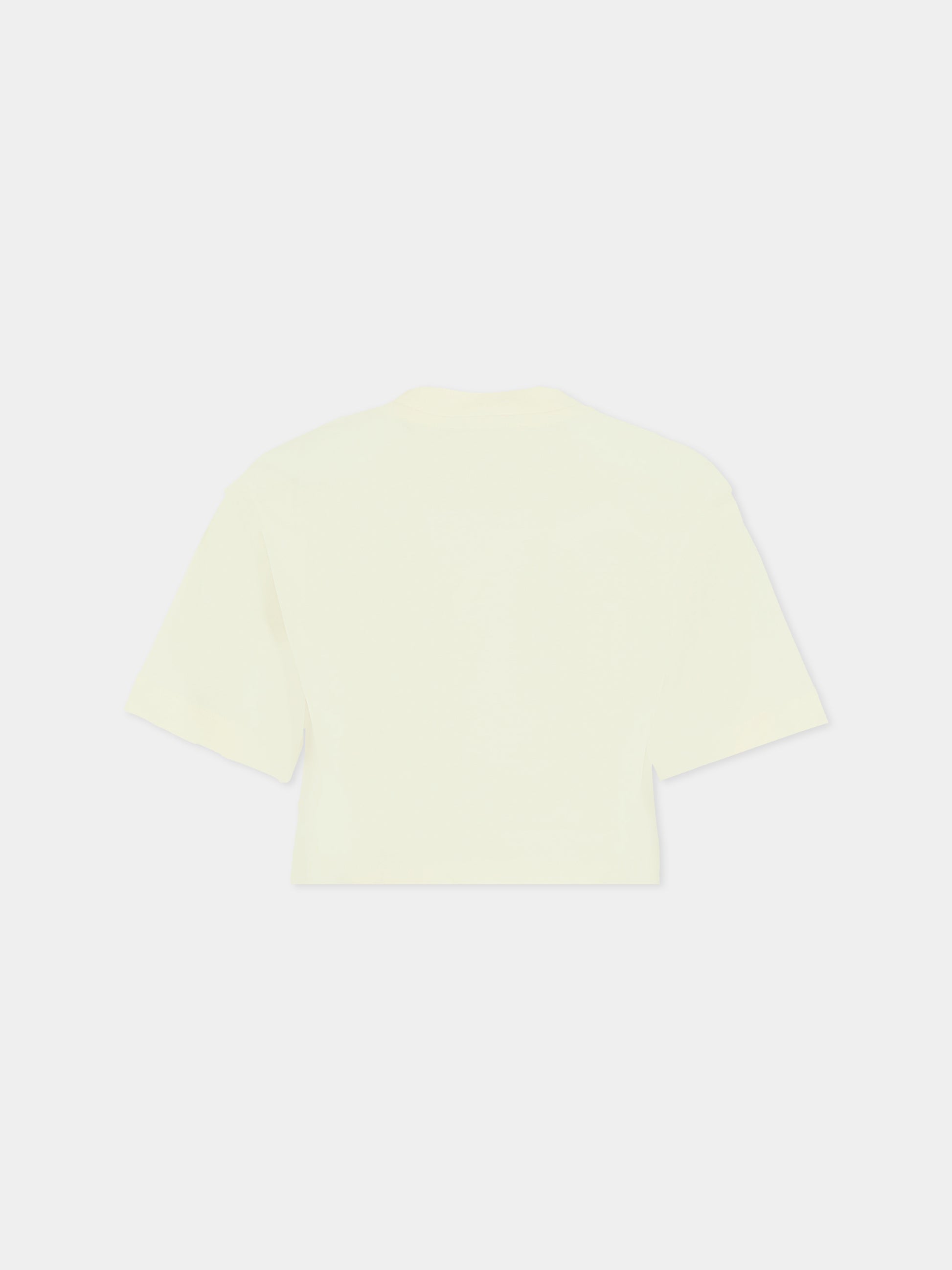 T-shirt crop avorio per bambina con logo,Michael Kors,R30499 117