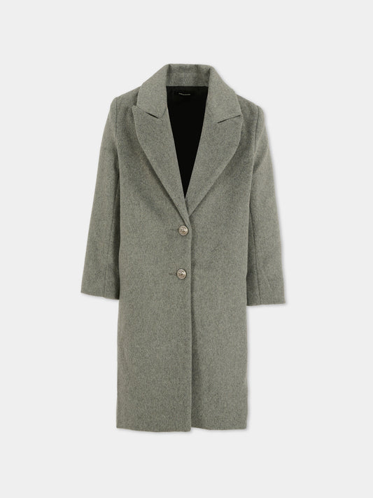 Cappotto grigio per bambina con logo,Zadig & Voltaire Kids,X60422 A46