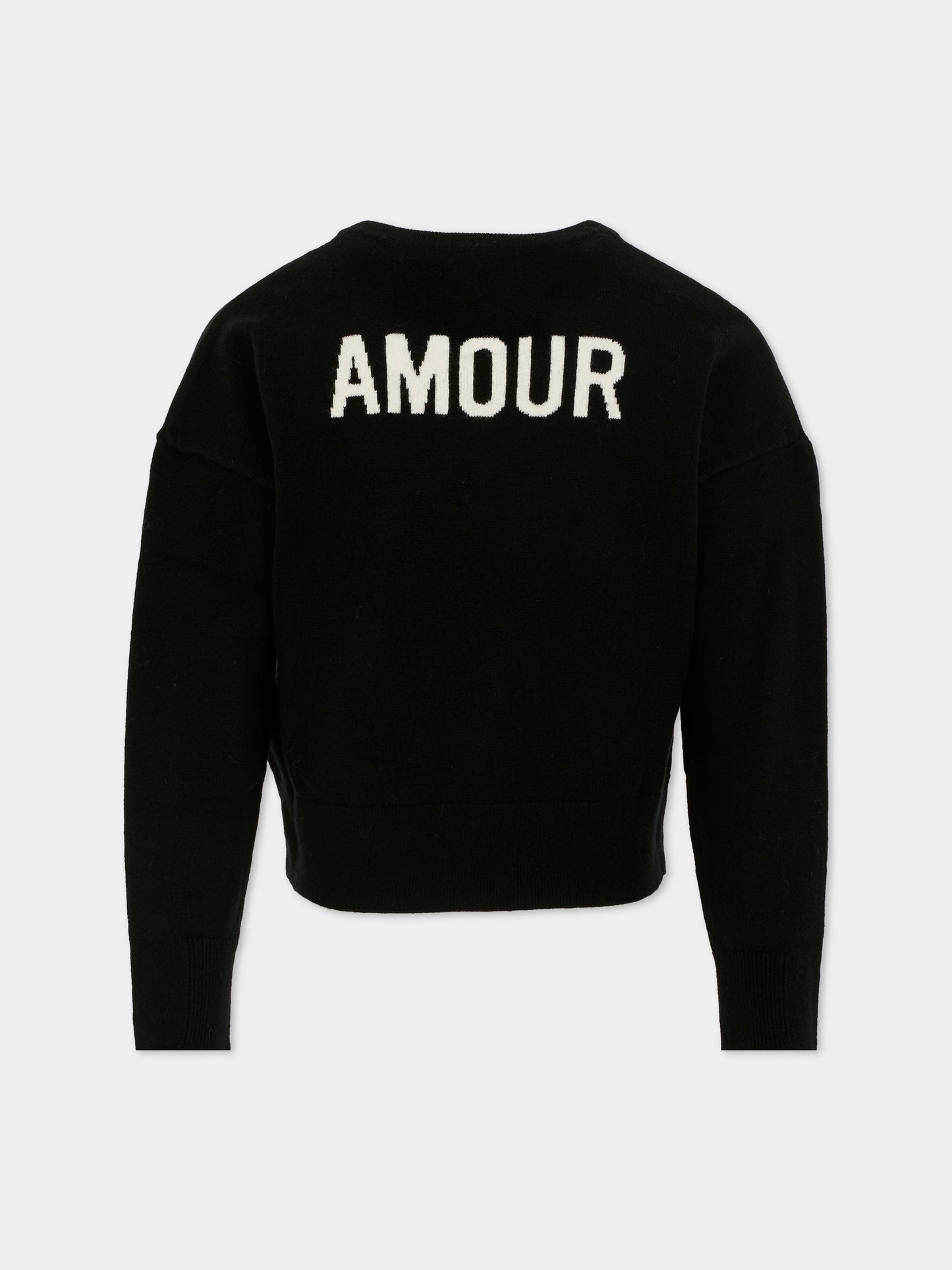 Maglione crop nero per bambina con scritta,Zadig & Voltaire Kids,X60430 09B