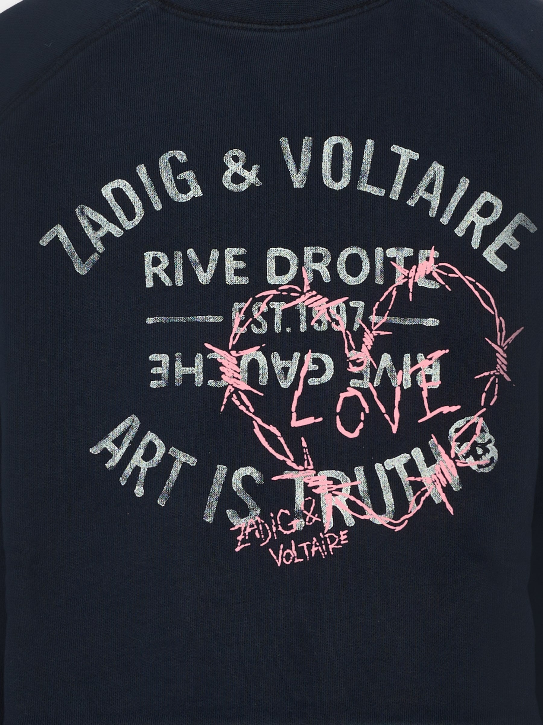 Felpa blu per bambina con logo,Zadig & Voltaire Kids,X60436 83D