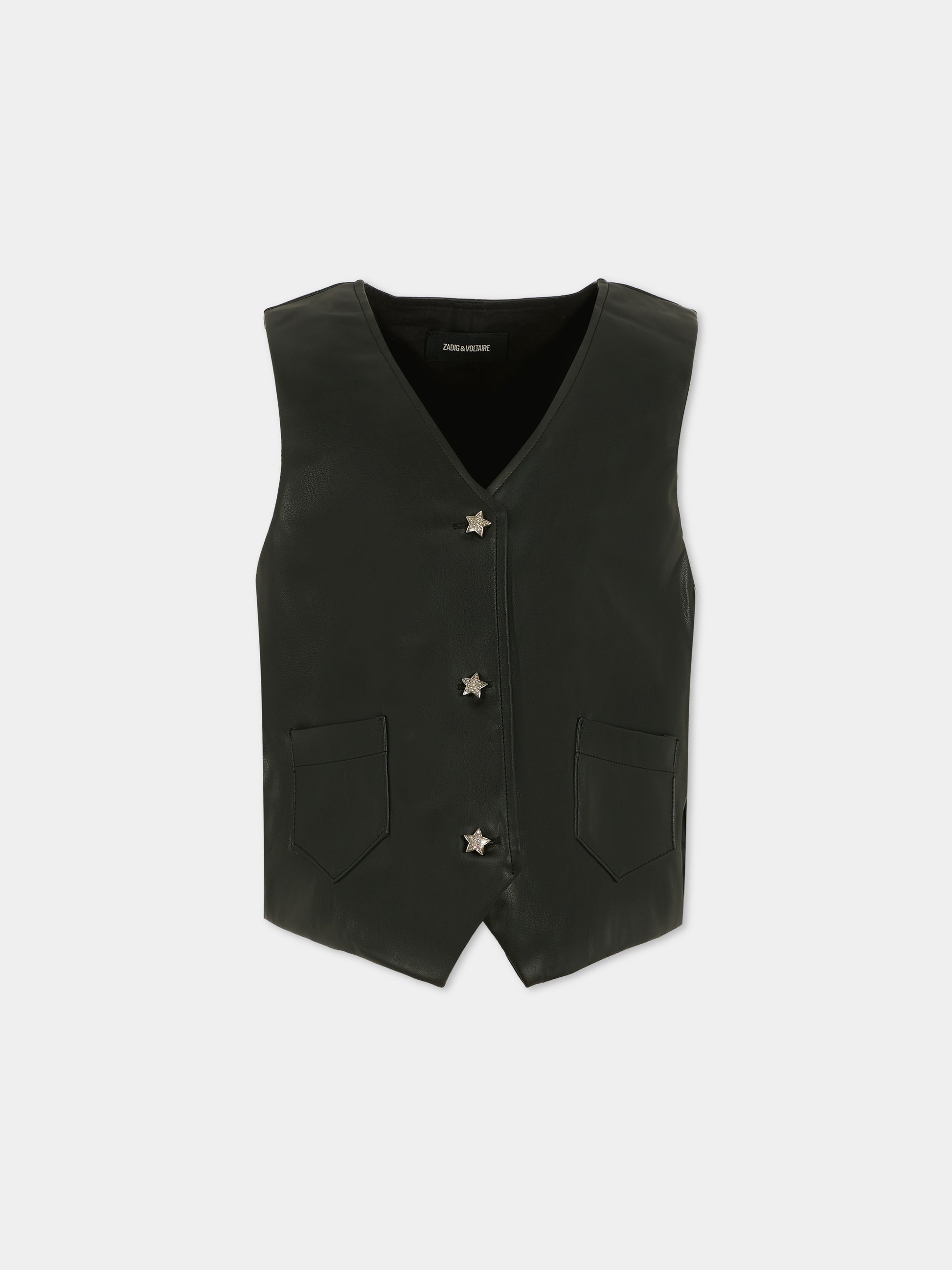 Gilet nero per bambina con stelle,Zadig & Voltaire Kids,X60454 09B