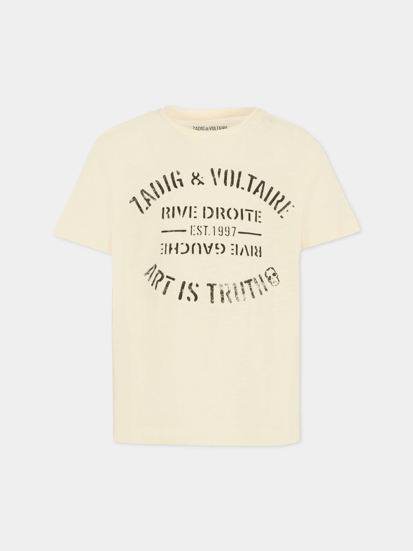 T-shirt avorio per bambini con logo,Zadig & Voltaire Kids,X60464 195