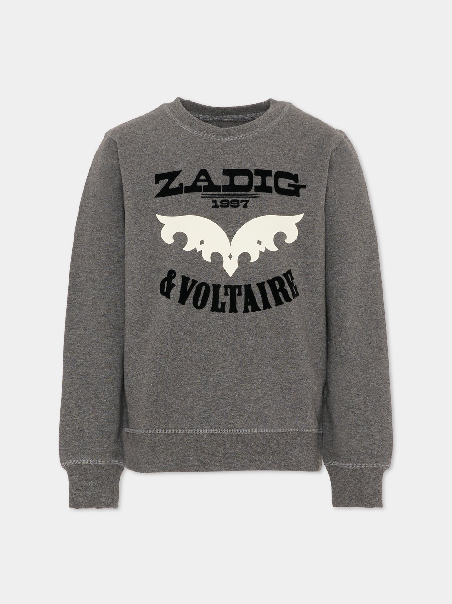 Felpa grigia per bambini con logo,Zadig & Voltaire Kids,X60484 A83