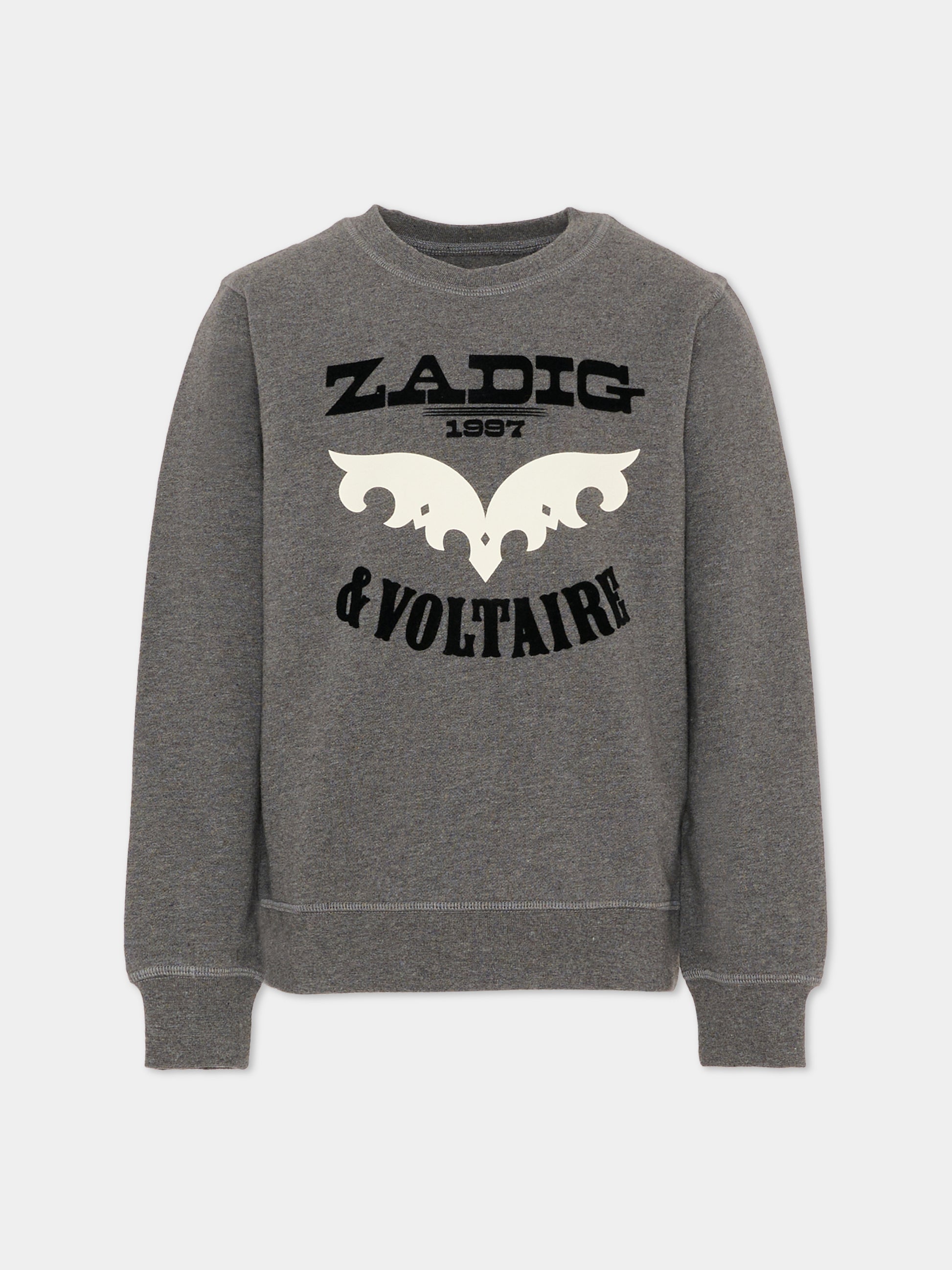 Felpa grigia per bambini con logo,Zadig & Voltaire Kids,X60484 A83