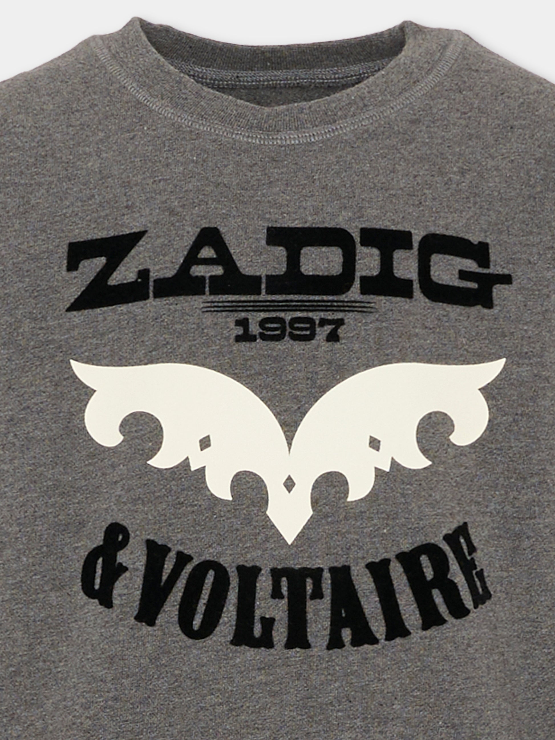 Felpa grigia per bambini con logo,Zadig & Voltaire Kids,X60484 A83