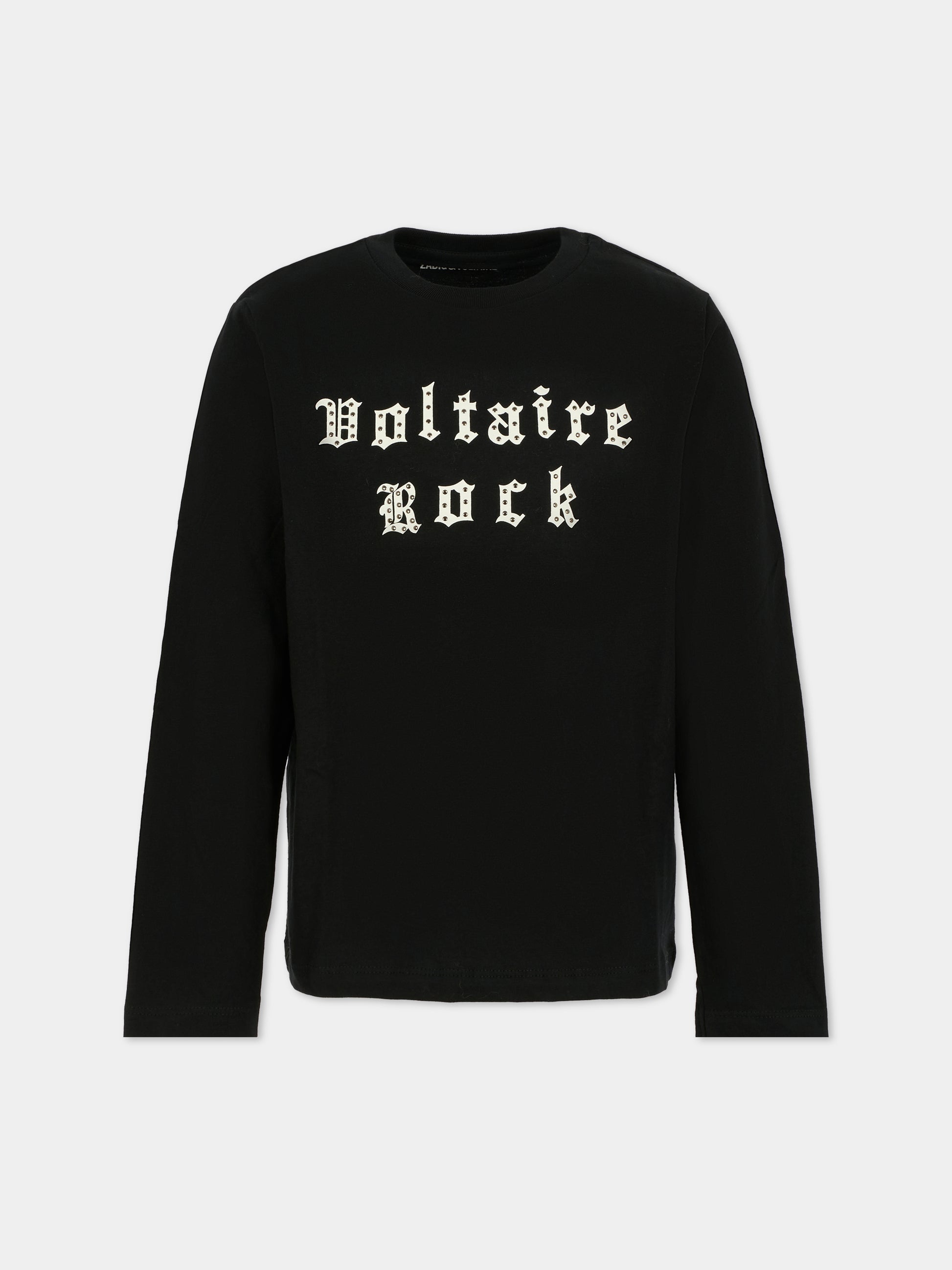 T-shirt nera per bambino con logo,Zadig & Voltaire Kids,X60485 09B