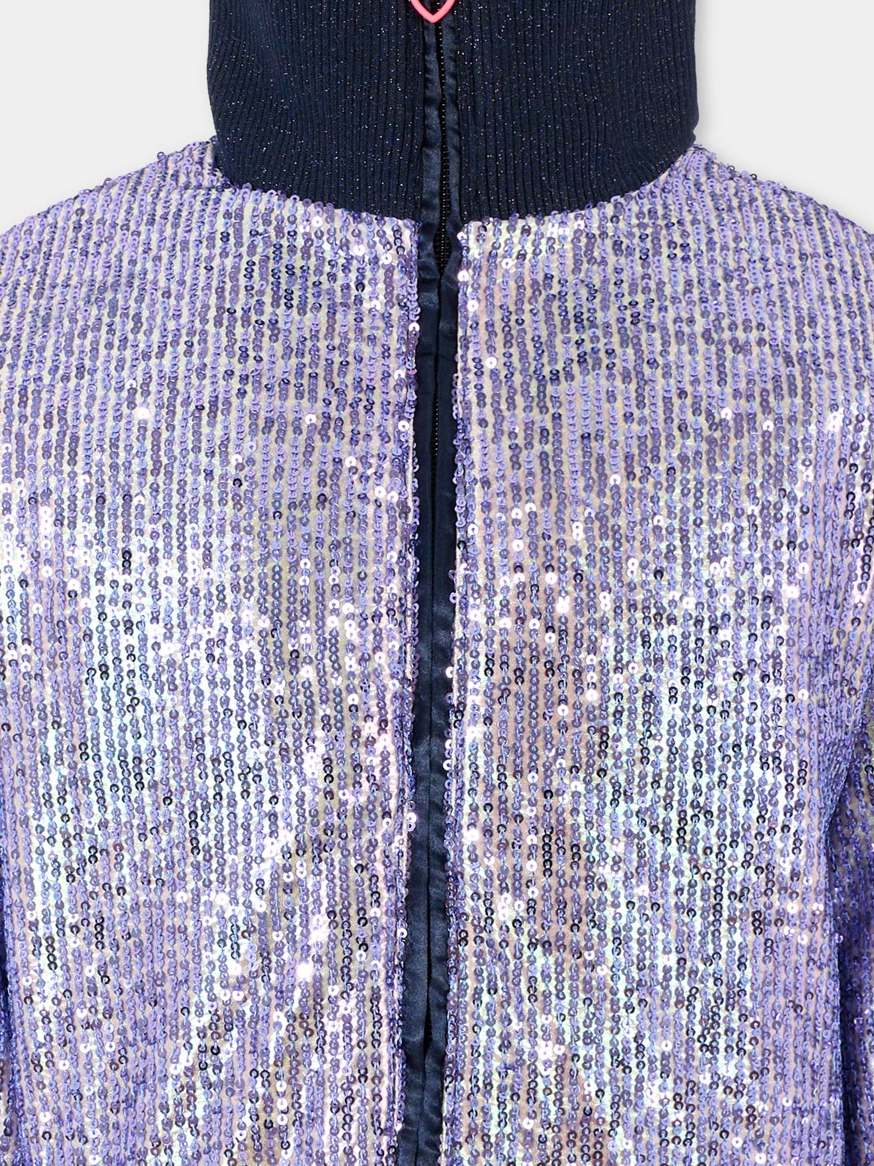 Giubbotto blu per bambina con paillettes,Billieblush,U21595 Z41