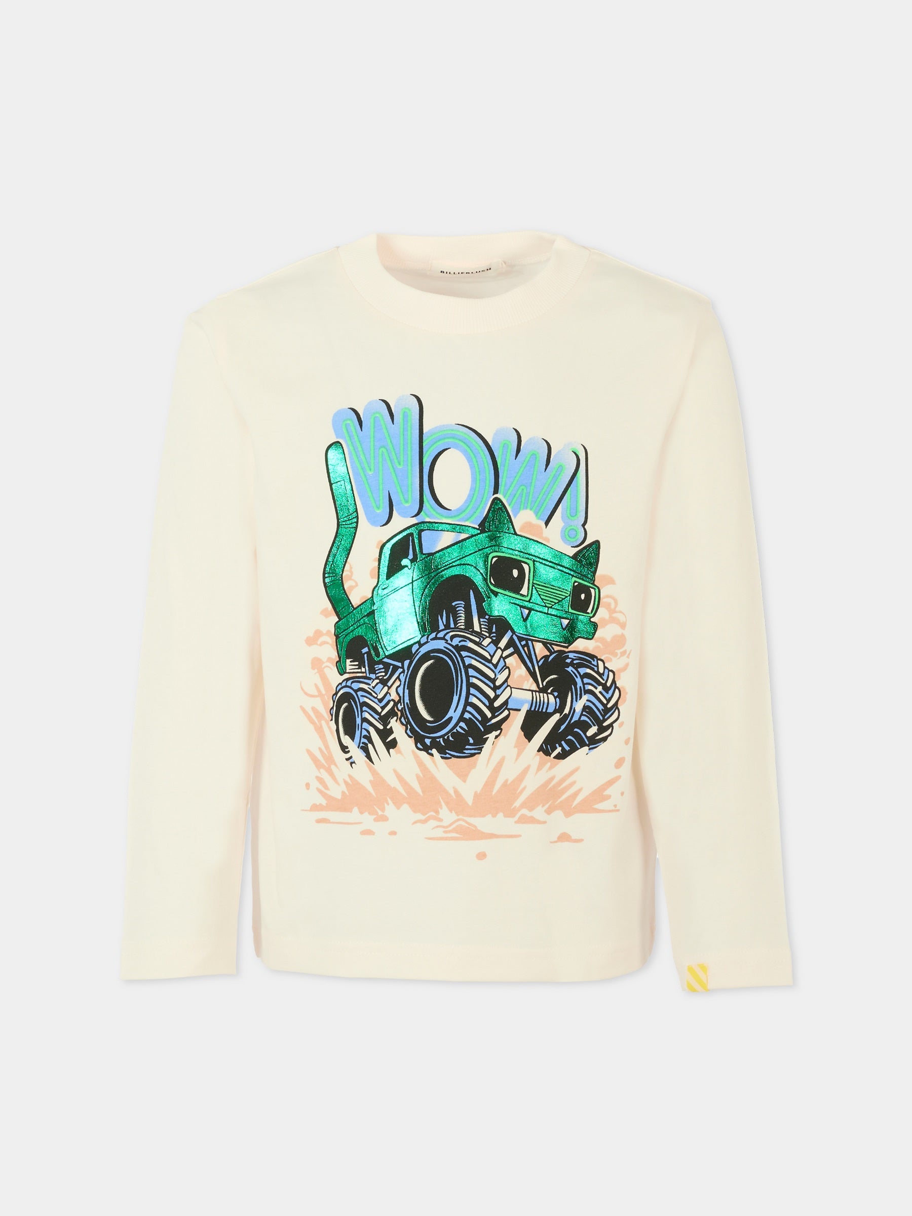 T-shirt avorio per bambino con stampa automobile,Billieblush,U21177 121