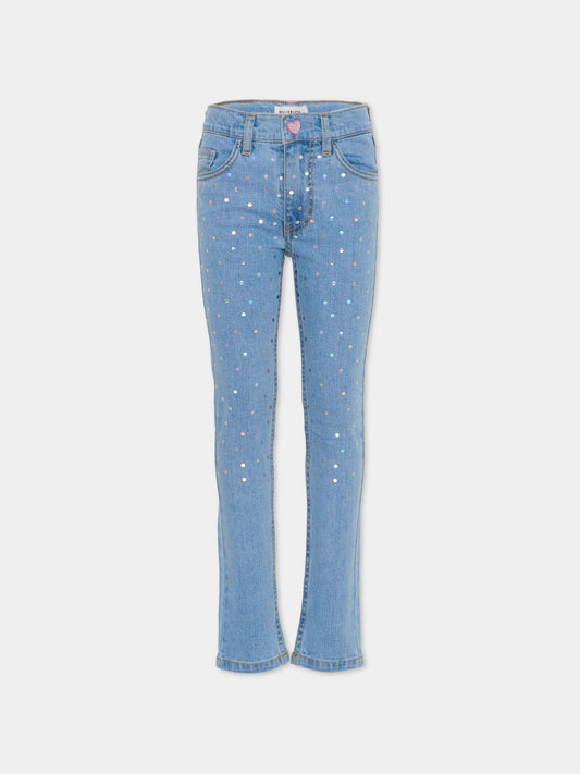 Jeans denim per bambina con pois,Billieblush,U21328 Z13