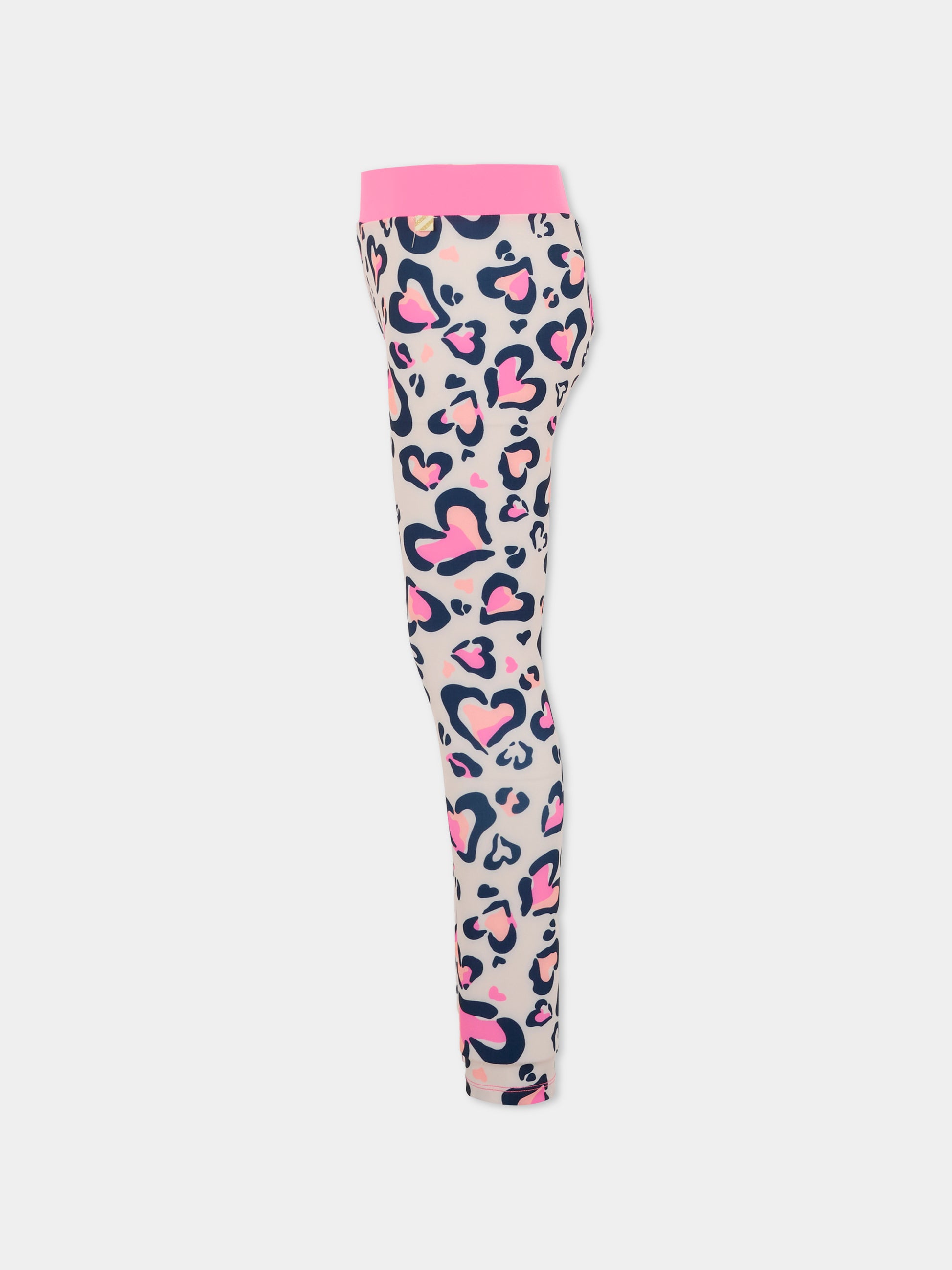 Leggings rosa per bambina con stampa cuori,Billieblush,U21334 47V