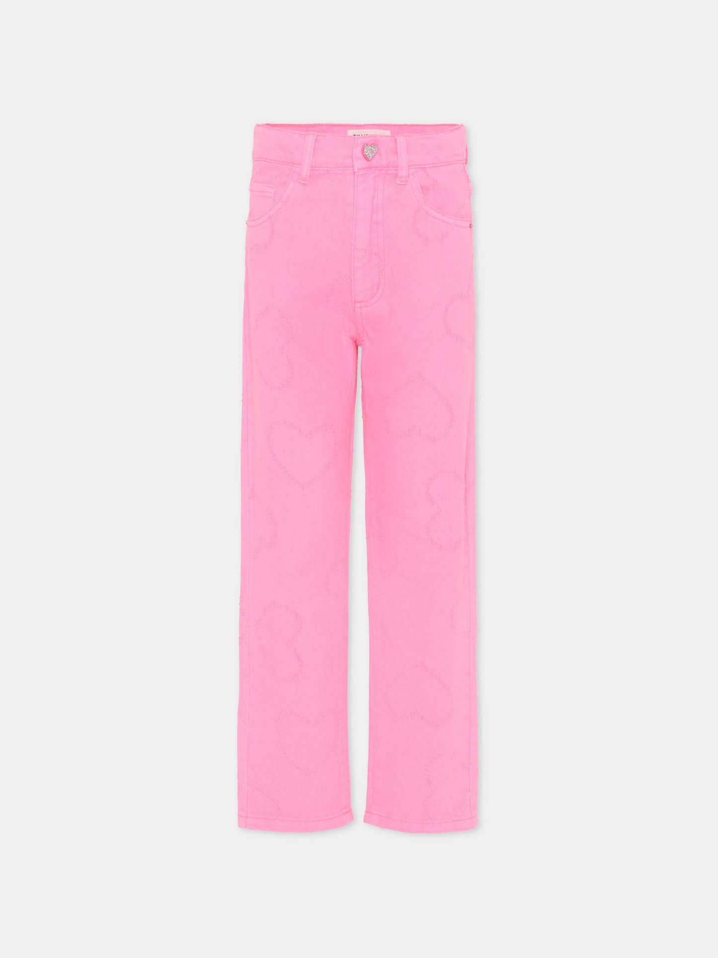 Pantaloni rosa per bambina con cuori all over,Billieblush,U21343 473