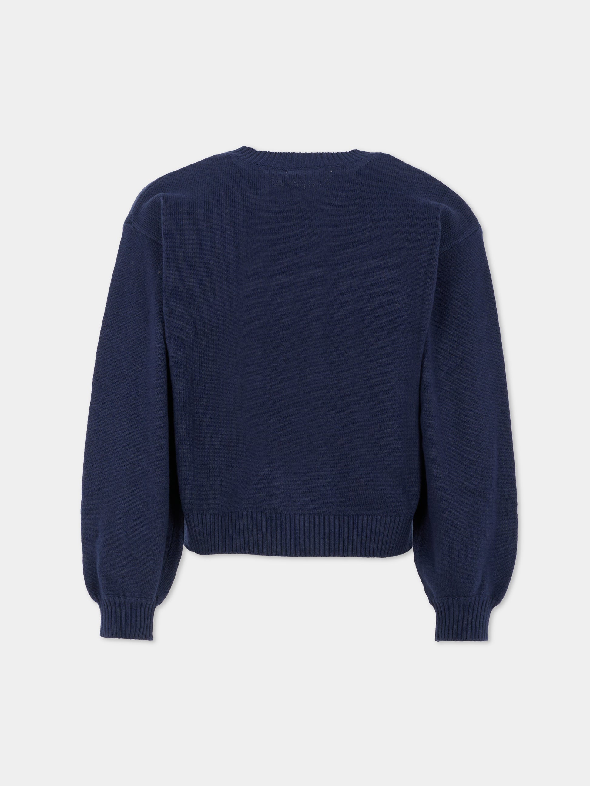 Cardigan blu per bambina con logo,Billieblush,U21372 85T