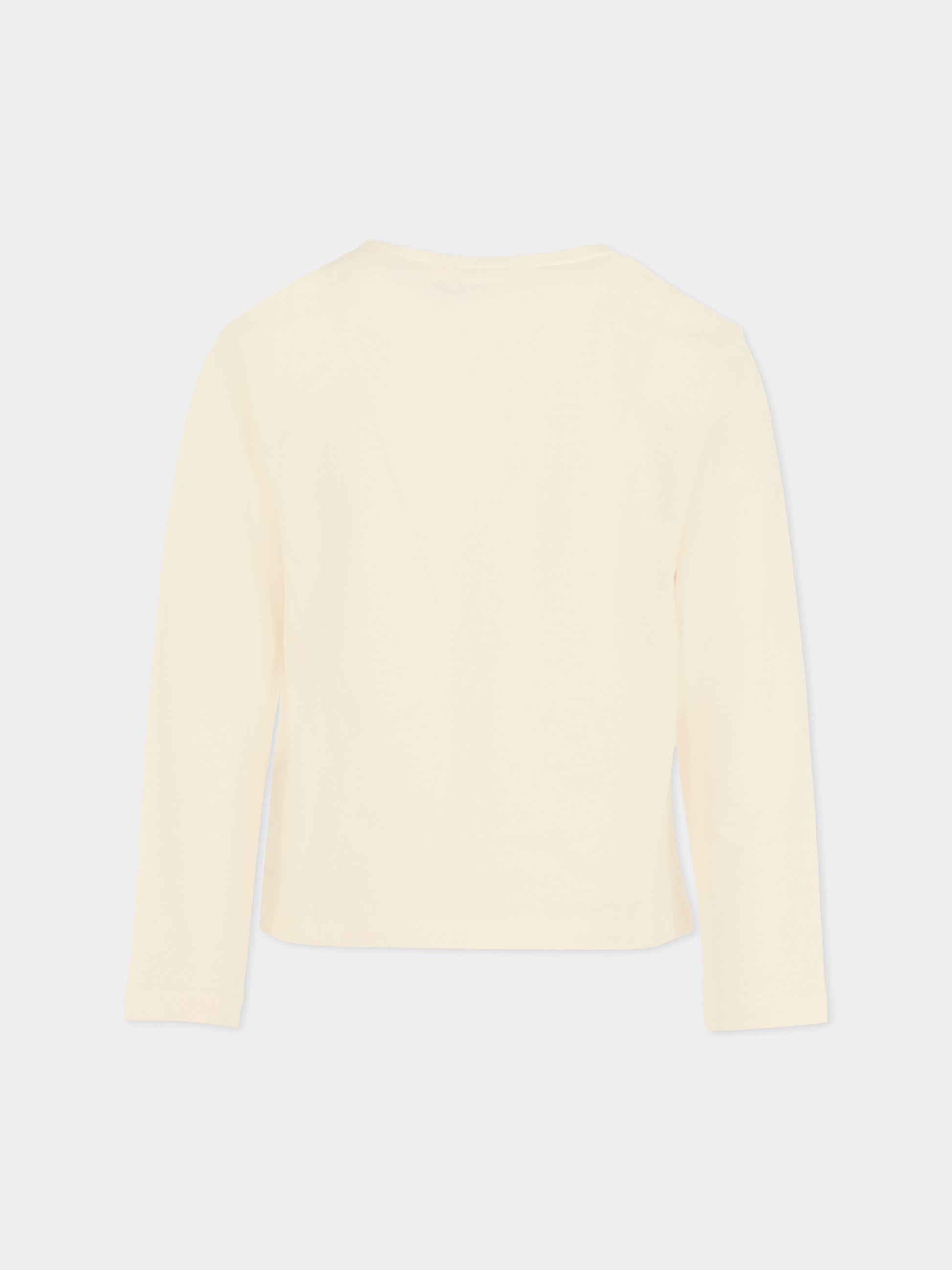 T-shirt avorio per bambina con gatto,Billieblush,U21405 121