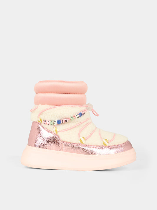 Stivali da neve rosa per bambina con logo,Billieblush,U21477 Z41