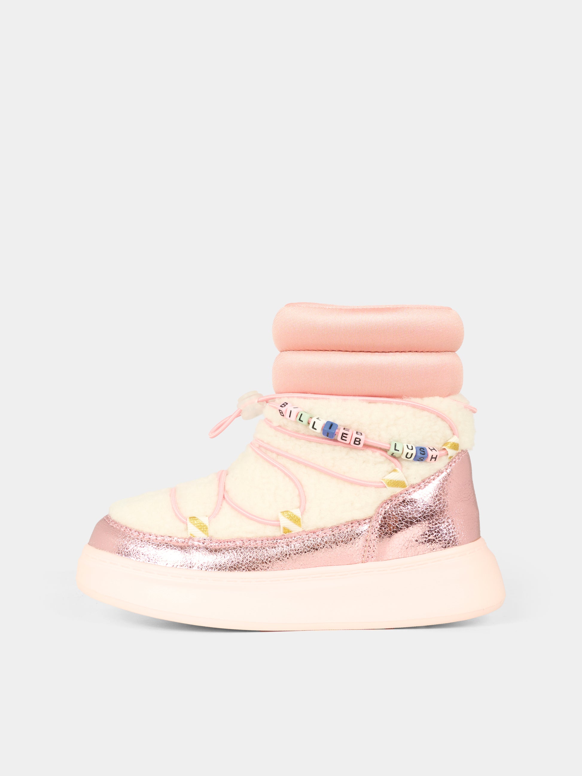 Stivali da neve rosa per bambina con logo,Billieblush,U21477 Z41