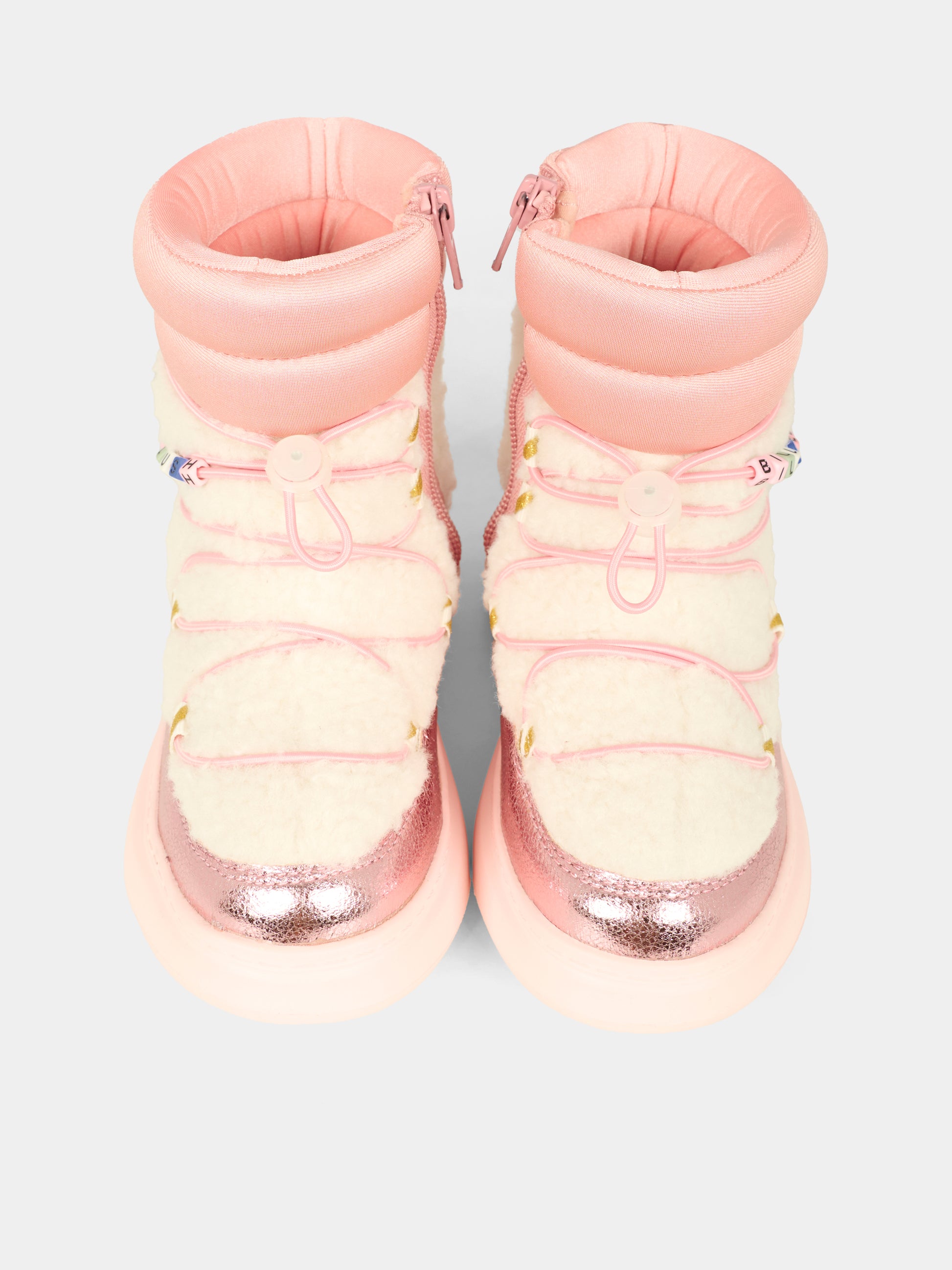 Stivali da neve rosa per bambina con logo,Billieblush,U21477 Z41