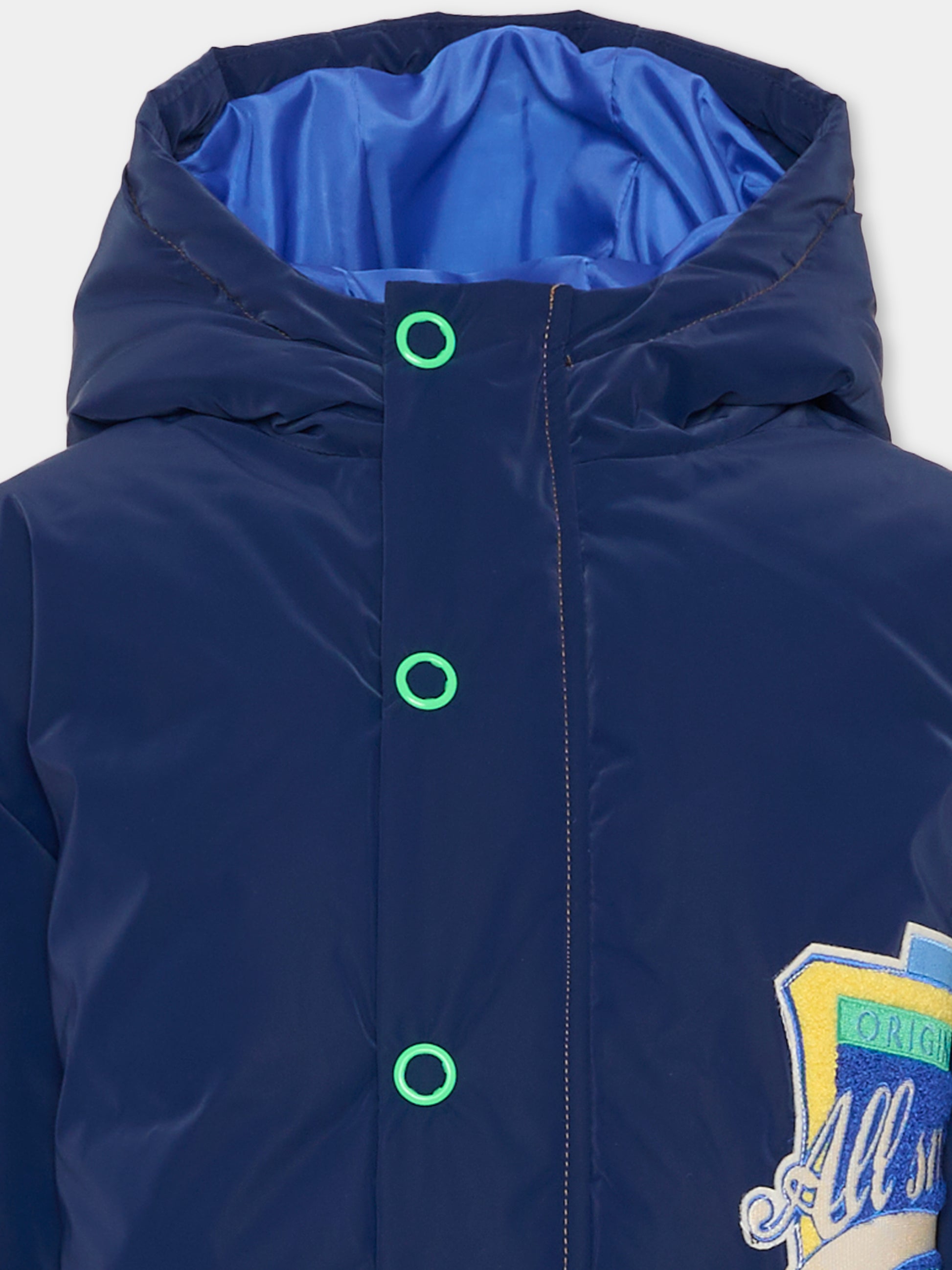 Piumino blu per bambino con stemma,Billieblush,U21569 85T