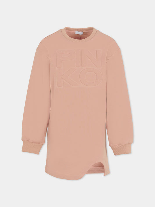 Pink dress for girl with logo