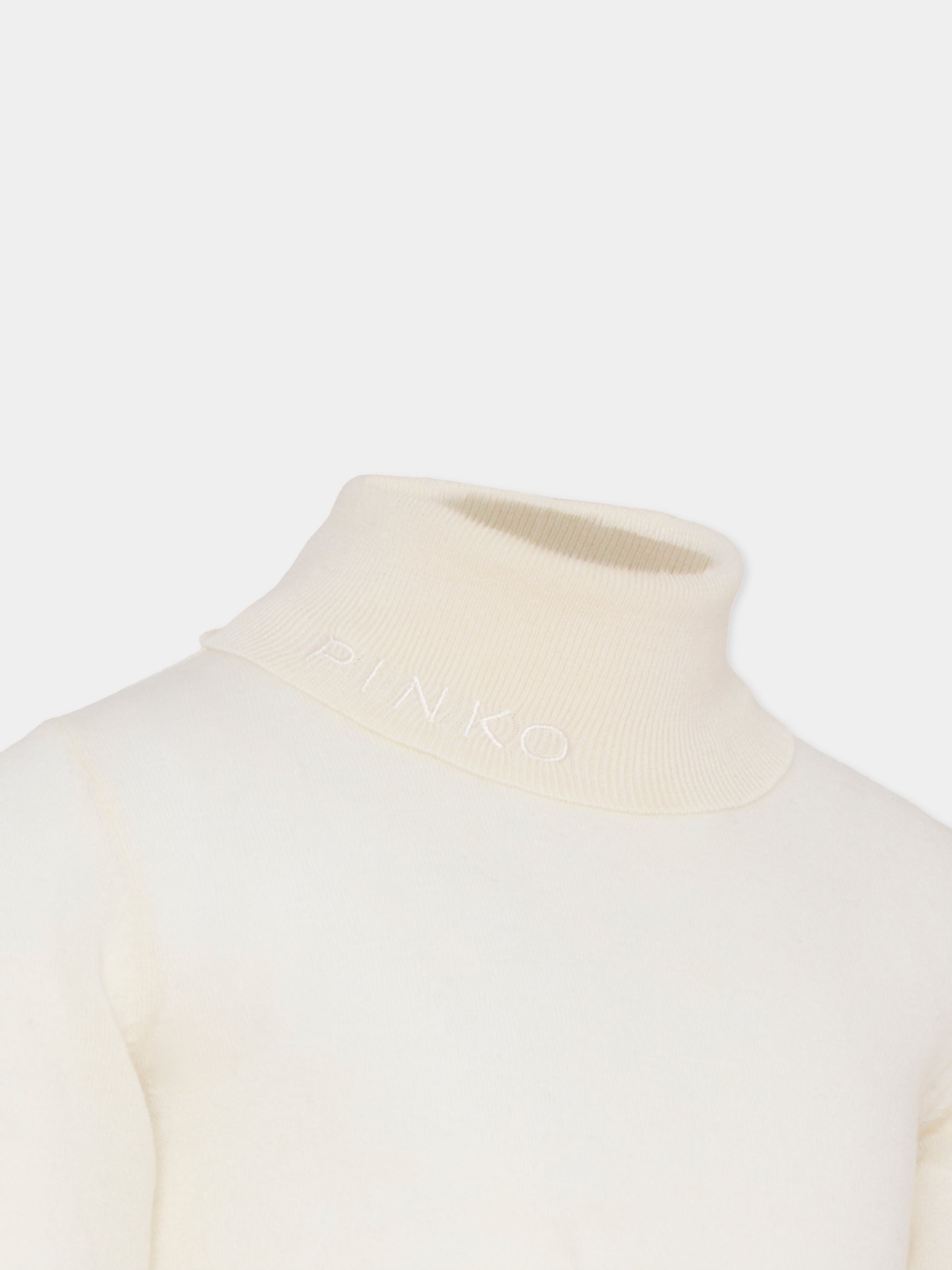 Dolcevita avorio per bambina con logo,Pinko,KFMA016.C.FL084.B000