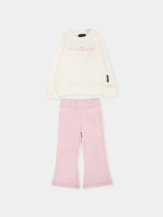 Completo avorio per neonata con logo,Richmond,RIA25017CF OFF-WHITE