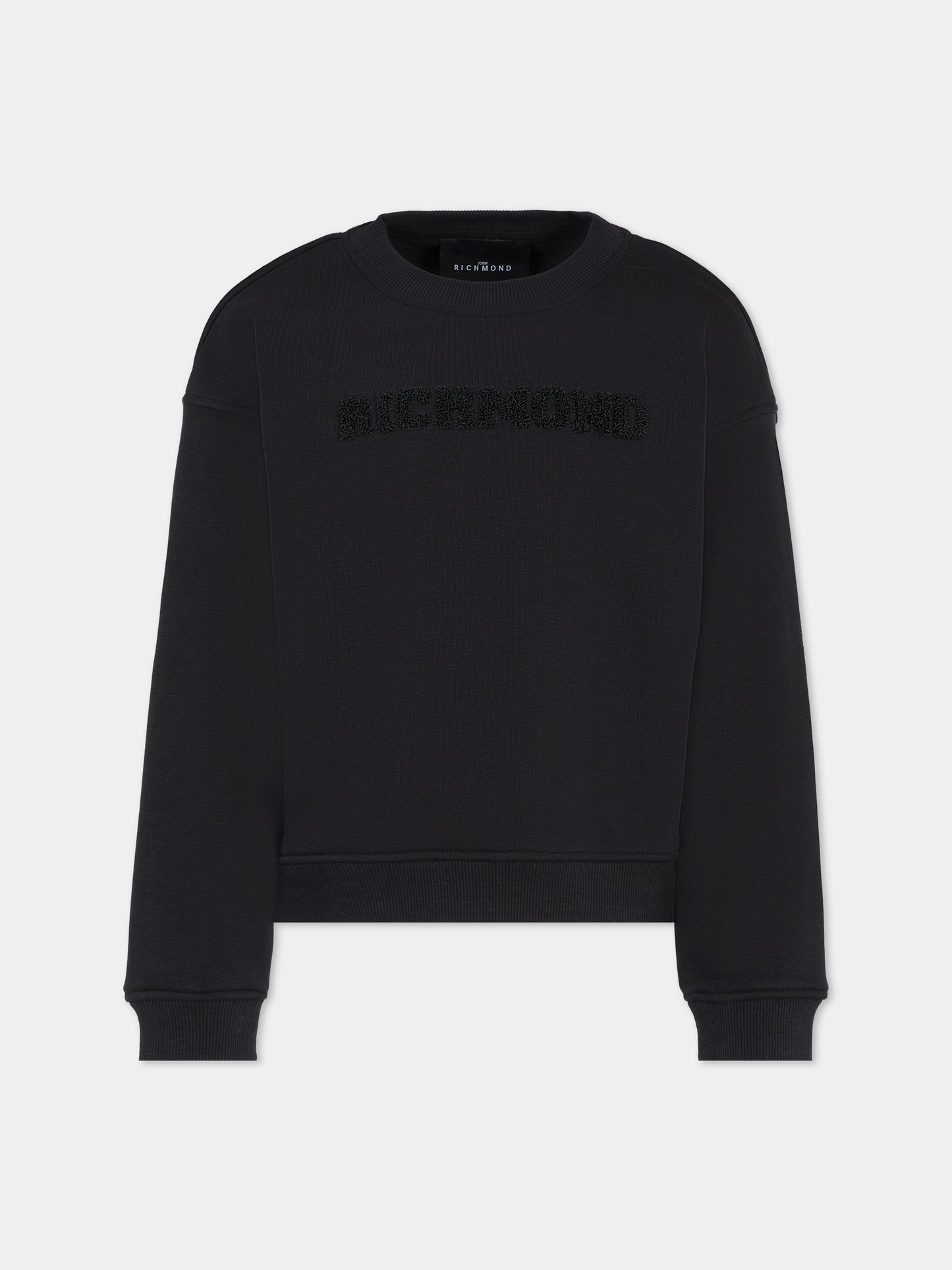 Felpa nera per bambini con logo,Richmond,RBA25236FE BLACK