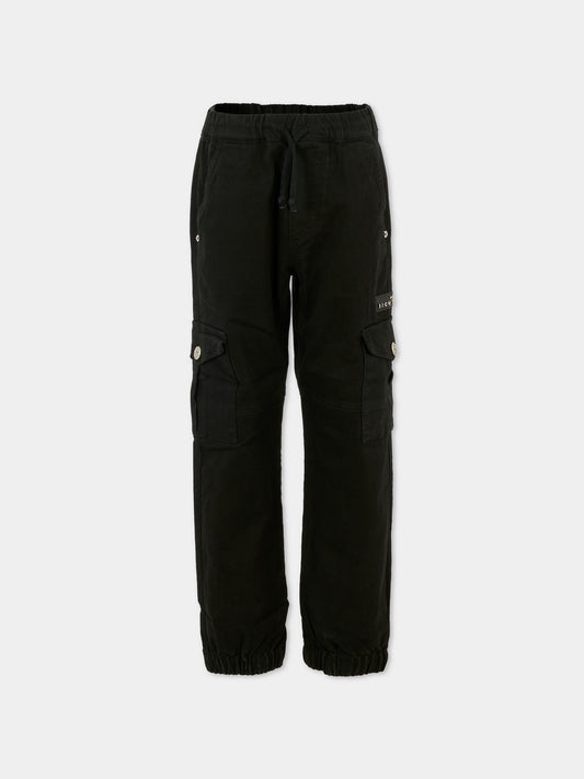 Pantaloni neri per bambino con patch,Richmond,RBA25090PA BLACK