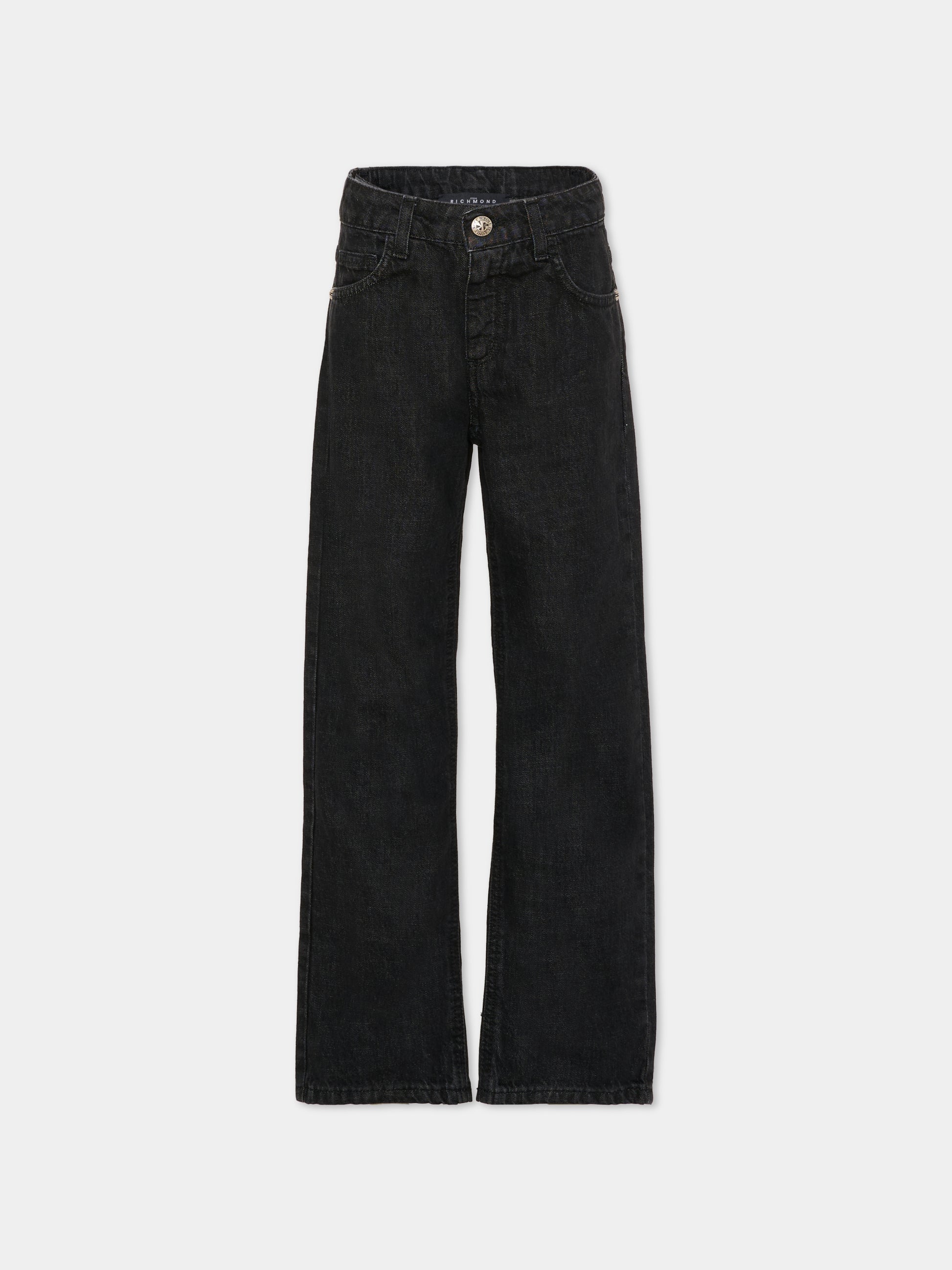 Jeans neri per bambino con logo,Richmond,RBA25226JE DENIM BLACK