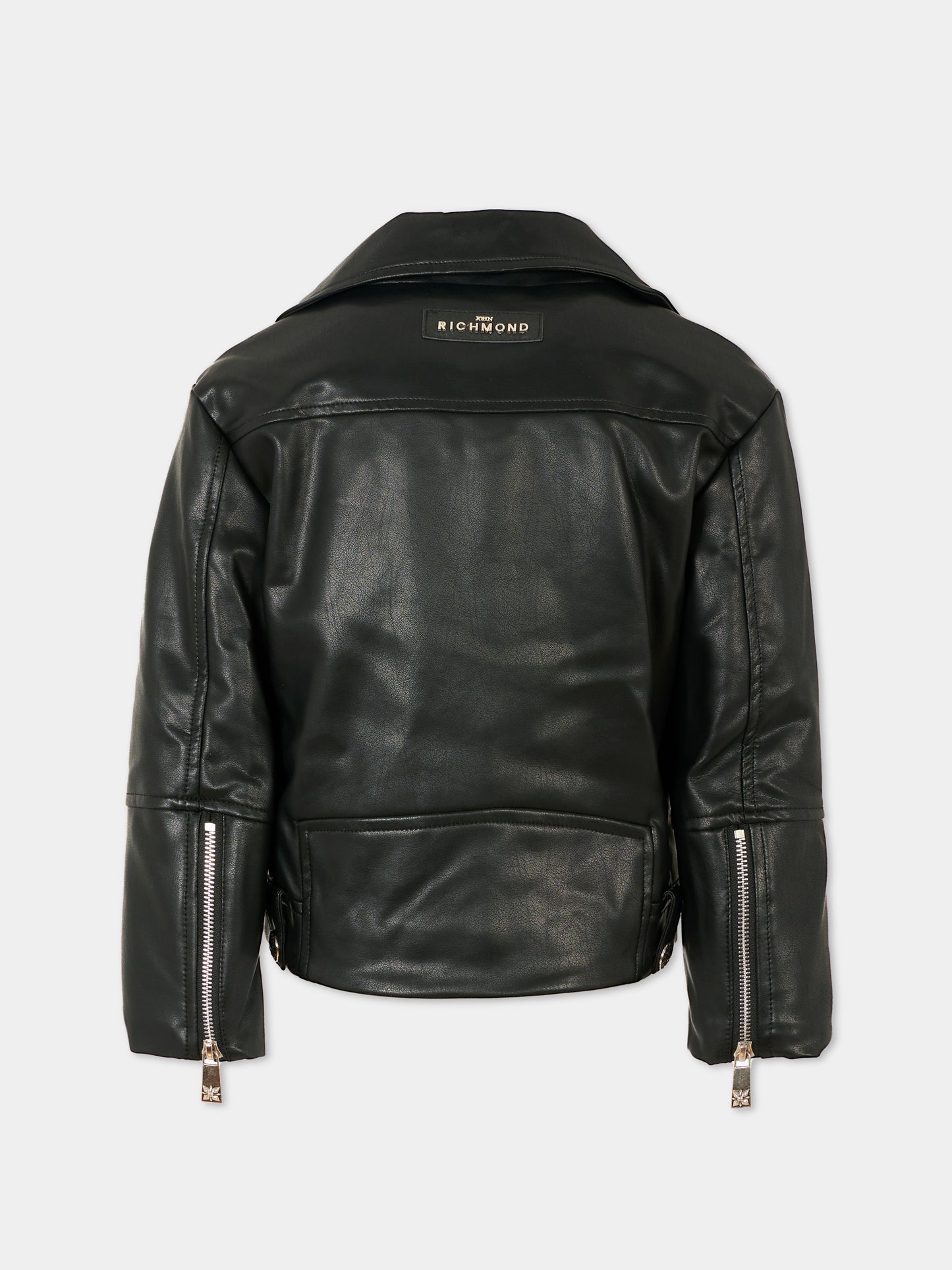 Giubbotto in ecopelle nero per bambino con logo,Richmond,RBA25032GB BLACK