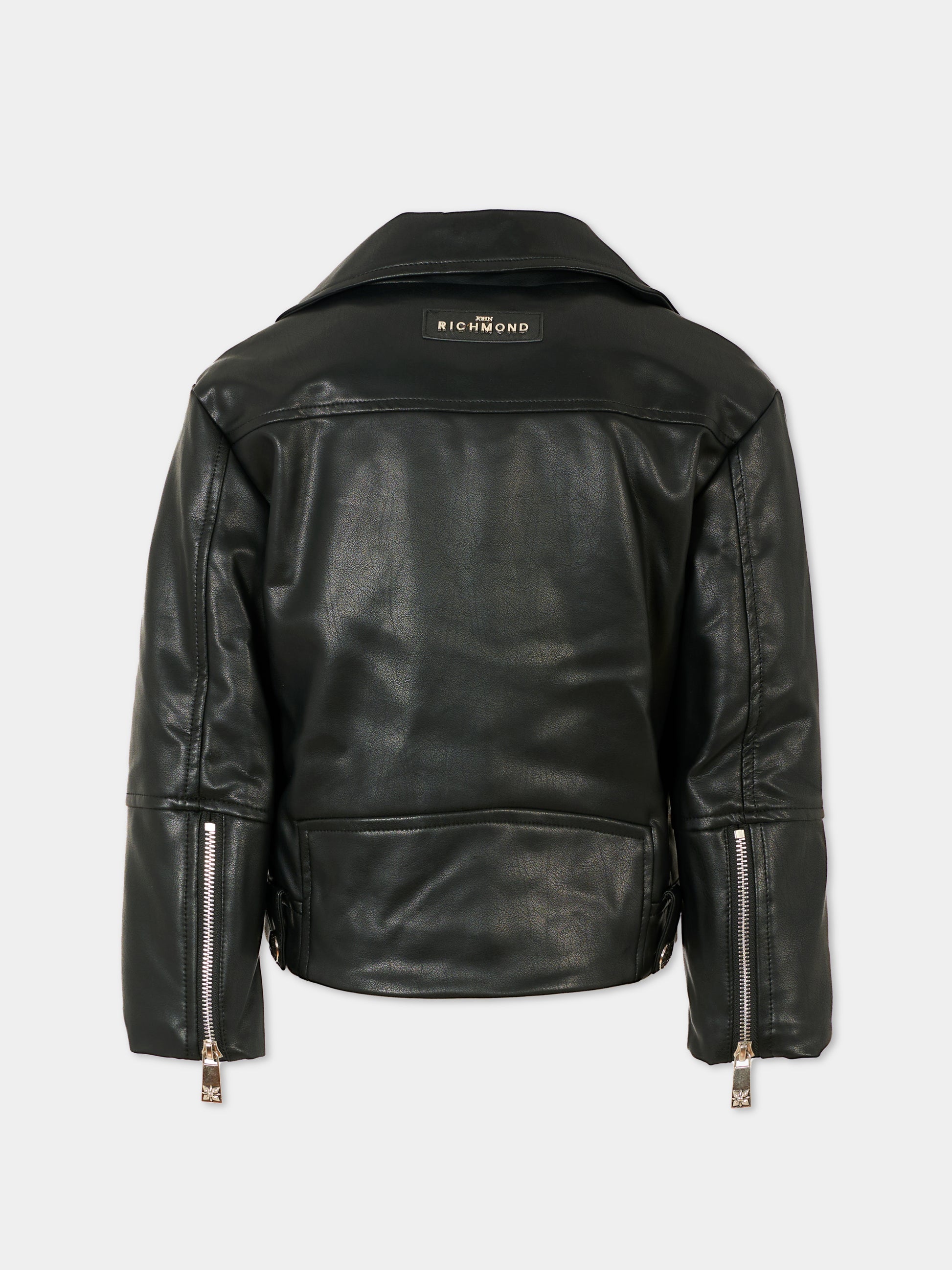 Giubbotto in ecopelle nero per bambino con logo,Richmond,RBA25032GB BLACK