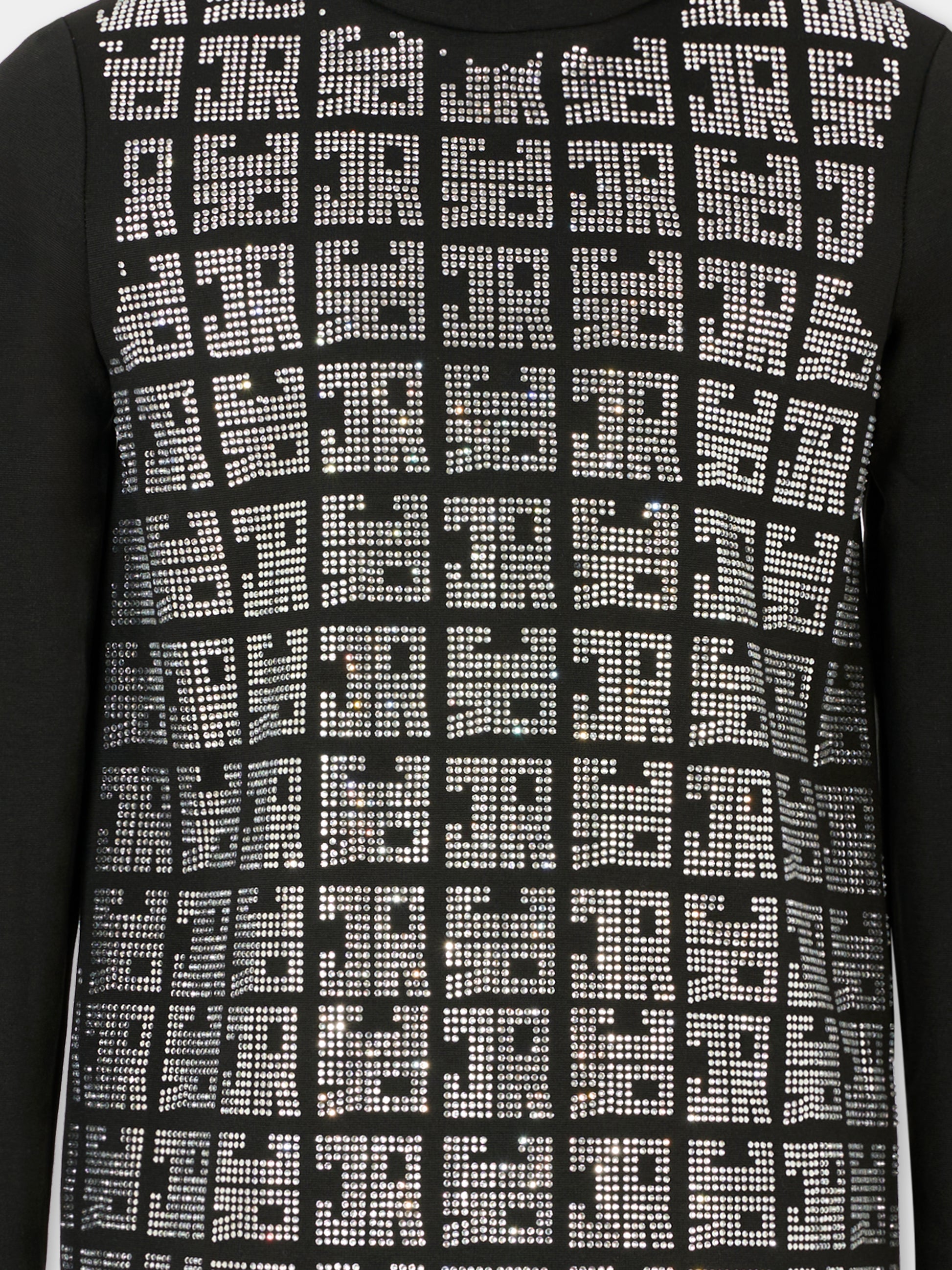 Vestito nero per bambina con logo di strass,Richmond,RGA25178VE BLACK