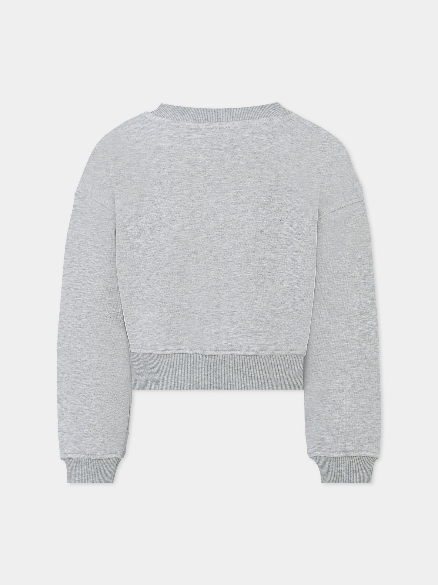 Felpa crop grigia per bambina con logo ricamato,Richmond,RGA25034FE GREY MELANGE