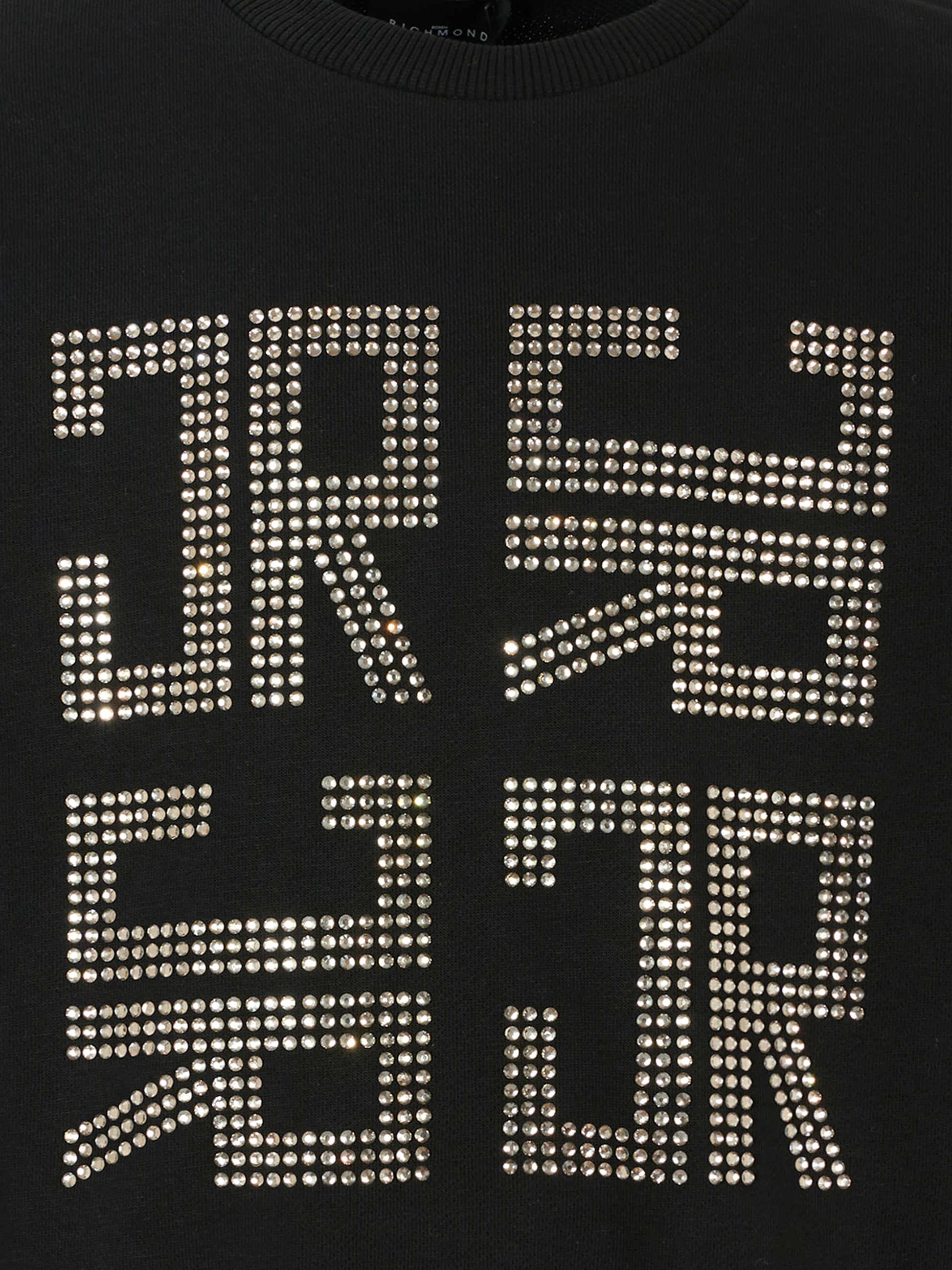 Felpa nera per bambina con logo di strass,Richmond,RGA25179FE BLACK