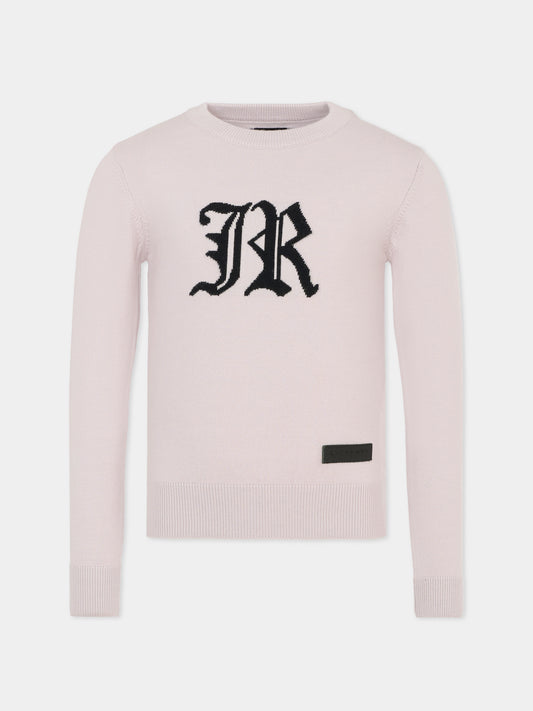 Maglione lilla per bambina con logo nero,Richmond,RGA25012MA BLACK