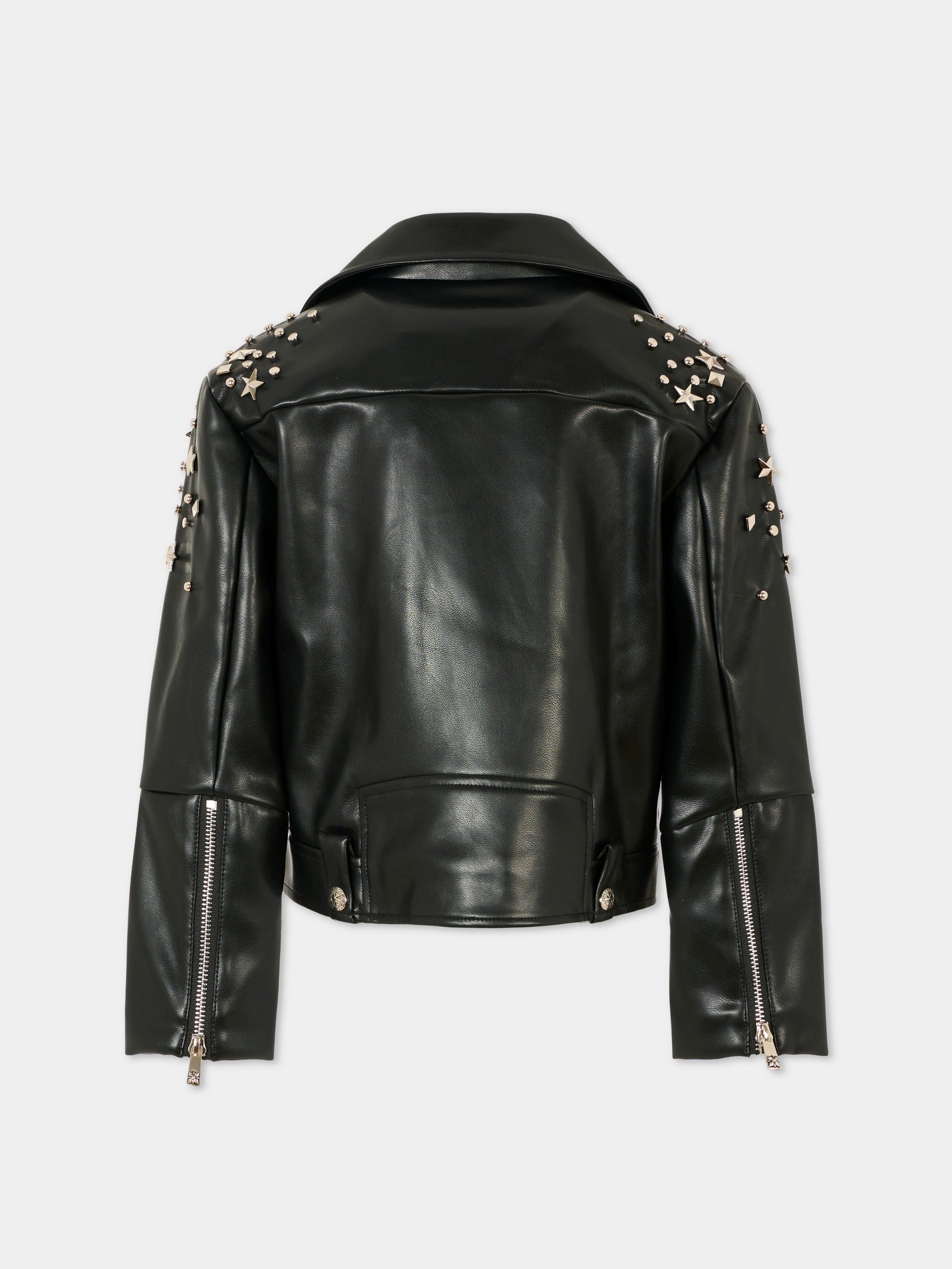 Giubbotto in ecopelle nero per bambina con borchie,Richmond,RGA25202GB BLACK