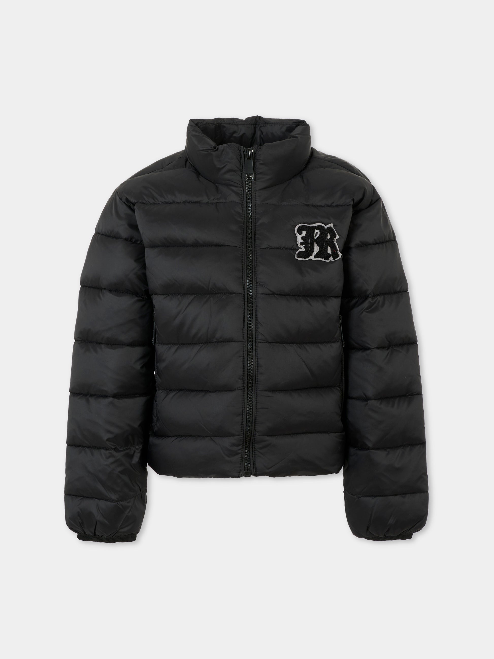 Piumino nero per bambina con logo,Richmond,RGA25233PI BLACK