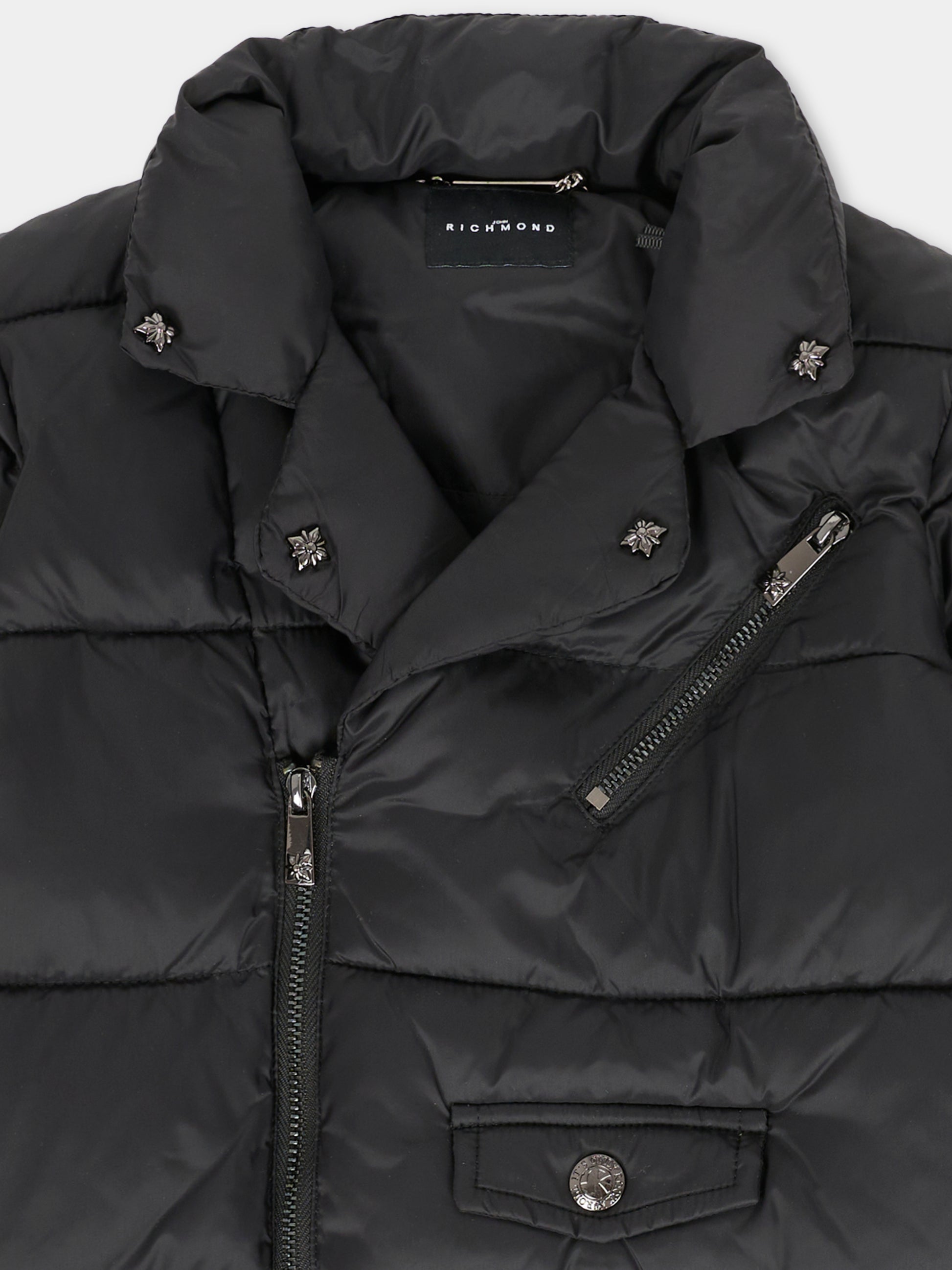 Piumino nero per neonata con logo,Richmond,RIA25094PI BLACK