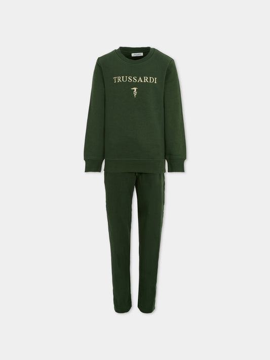 Completo verde per bambino con logo,Trussardi Junior,TBA25008CF PINENEEDLE