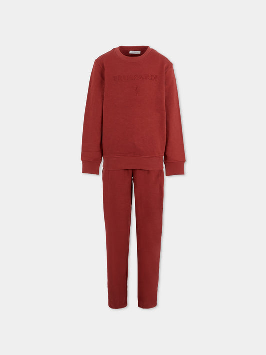 Completo bordeaux per bambino con logo,Trussardi Junior,TBA25008CF NEW MAROON