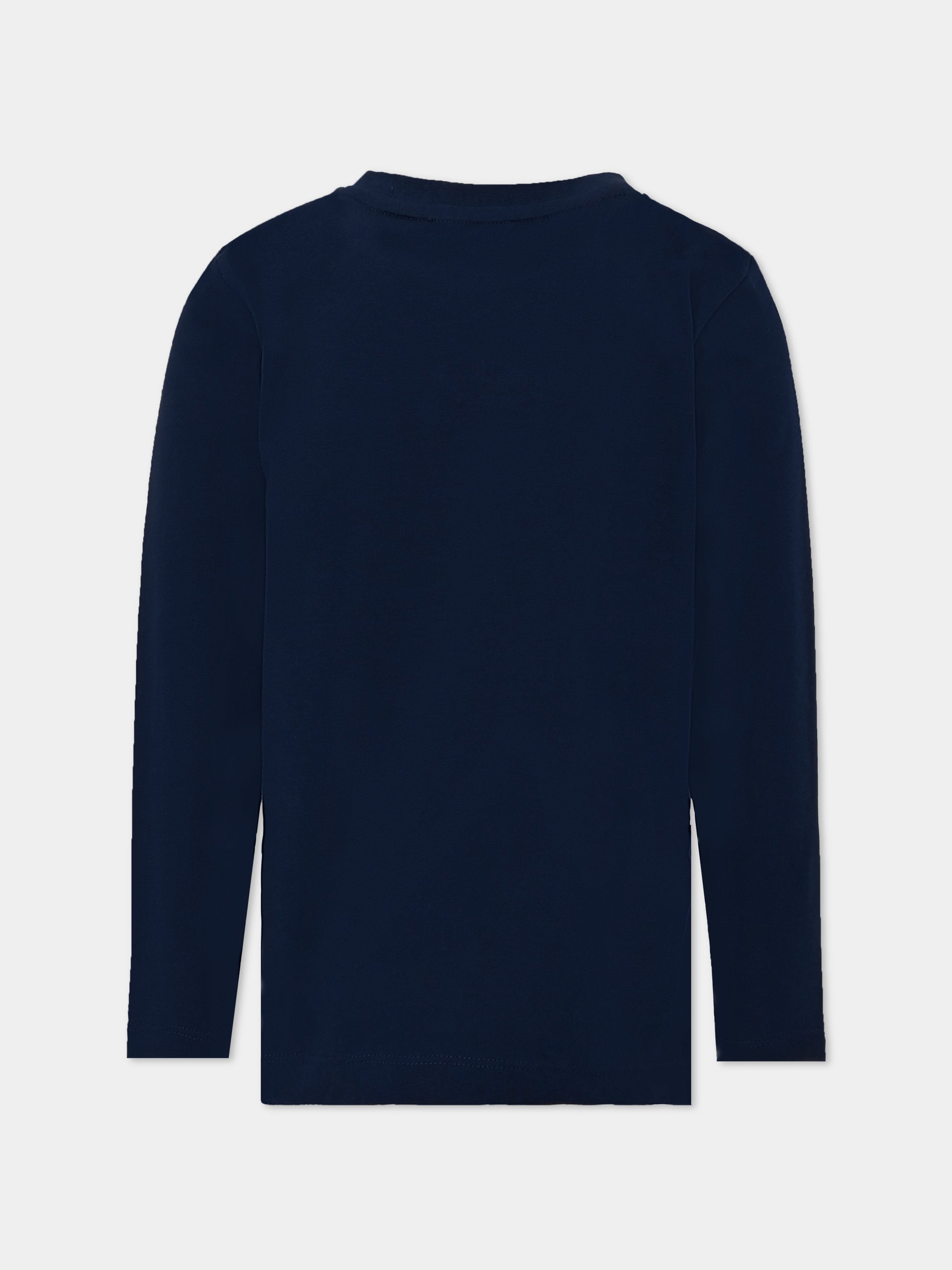 T-shirt blu per bambino con logo,Trussardi Junior,TBA25044TS PEACOAT