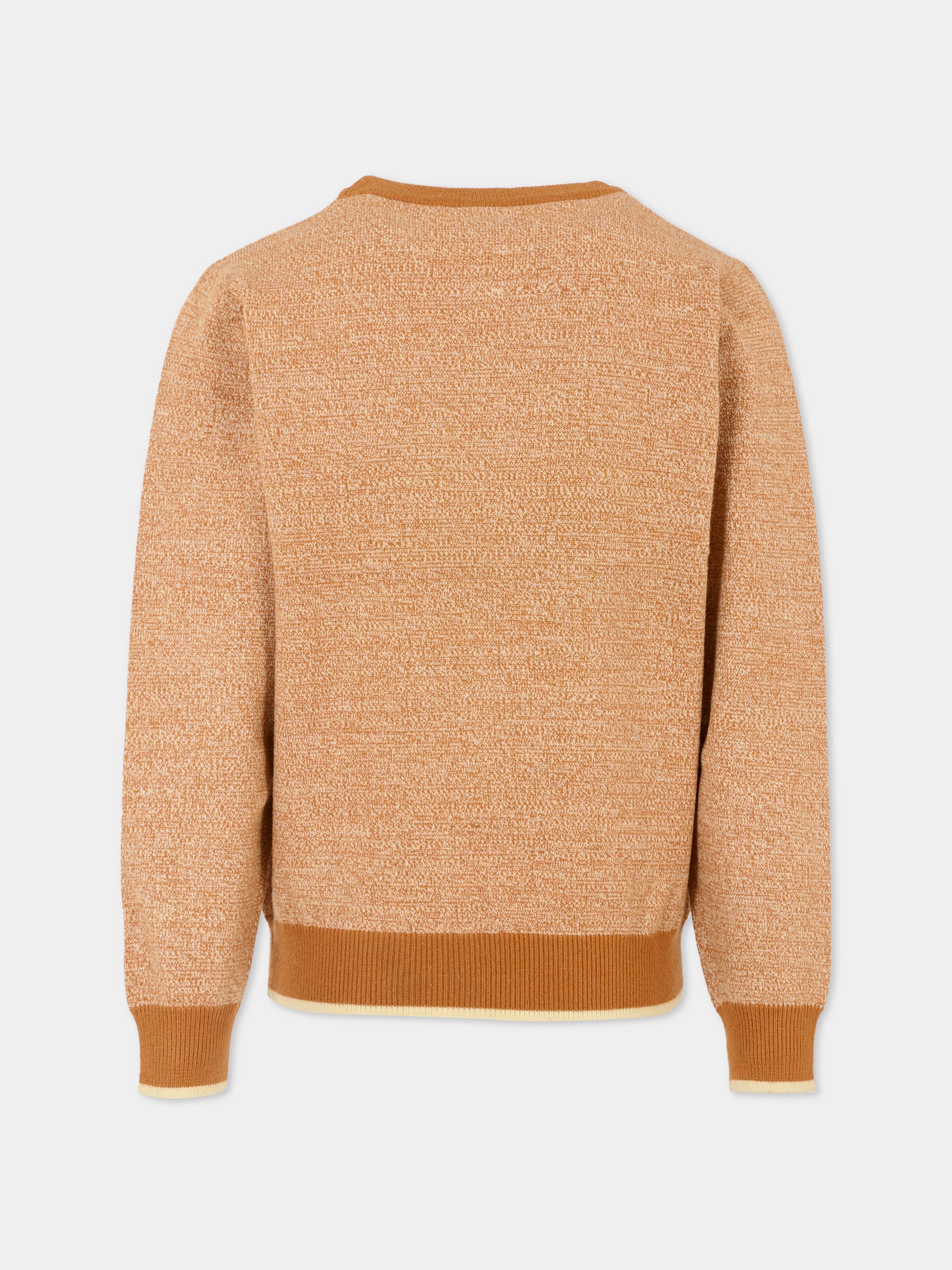 Maglione marrone per bambino con logo ricamato,Trussardi Junior,TBA25049MA ROASTED PECAN