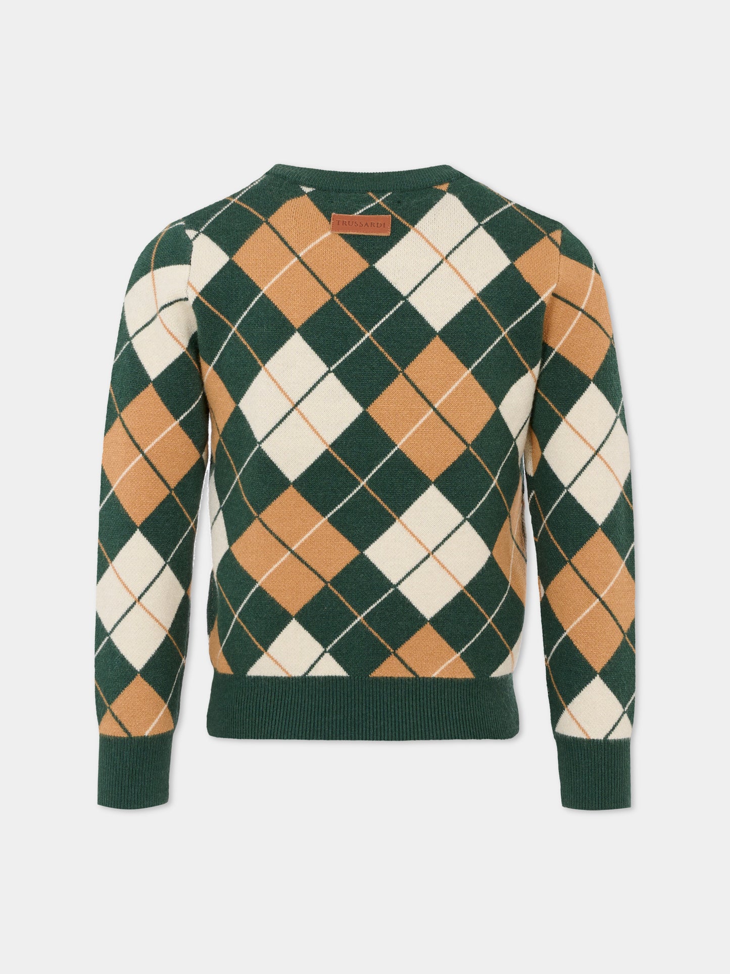 Maglione verde per bambino con ricamato,Trussardi Junior,TBA25068MA PINENEEDLE