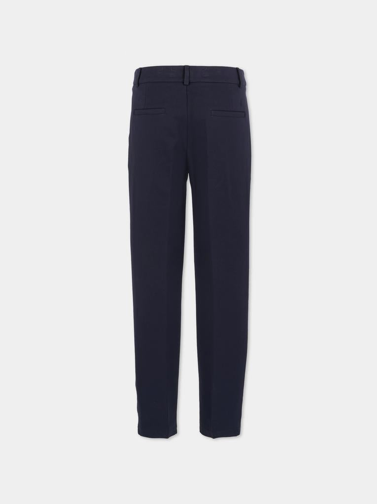 Pantaloni blu per bambino con logo,Trussardi Junior,TBA25126PA PEACOAT