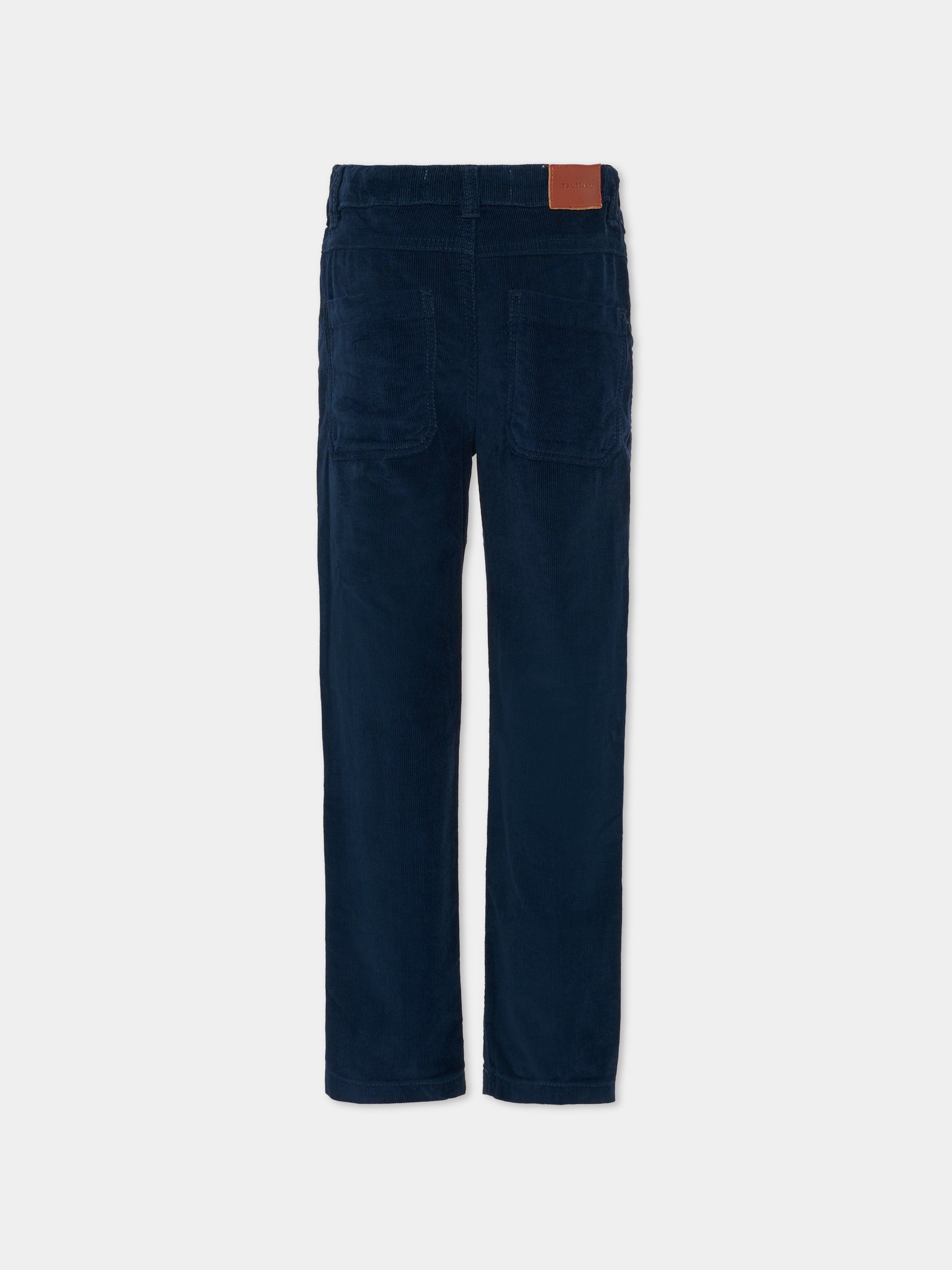 Pantaloni blu per bambino con logo,Trussardi Junior,TBA25025PA PEACOAT