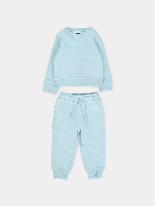 Completo celeste per neonato con logo,Trussardi Junior,TIA25001CF BLUE STERLING