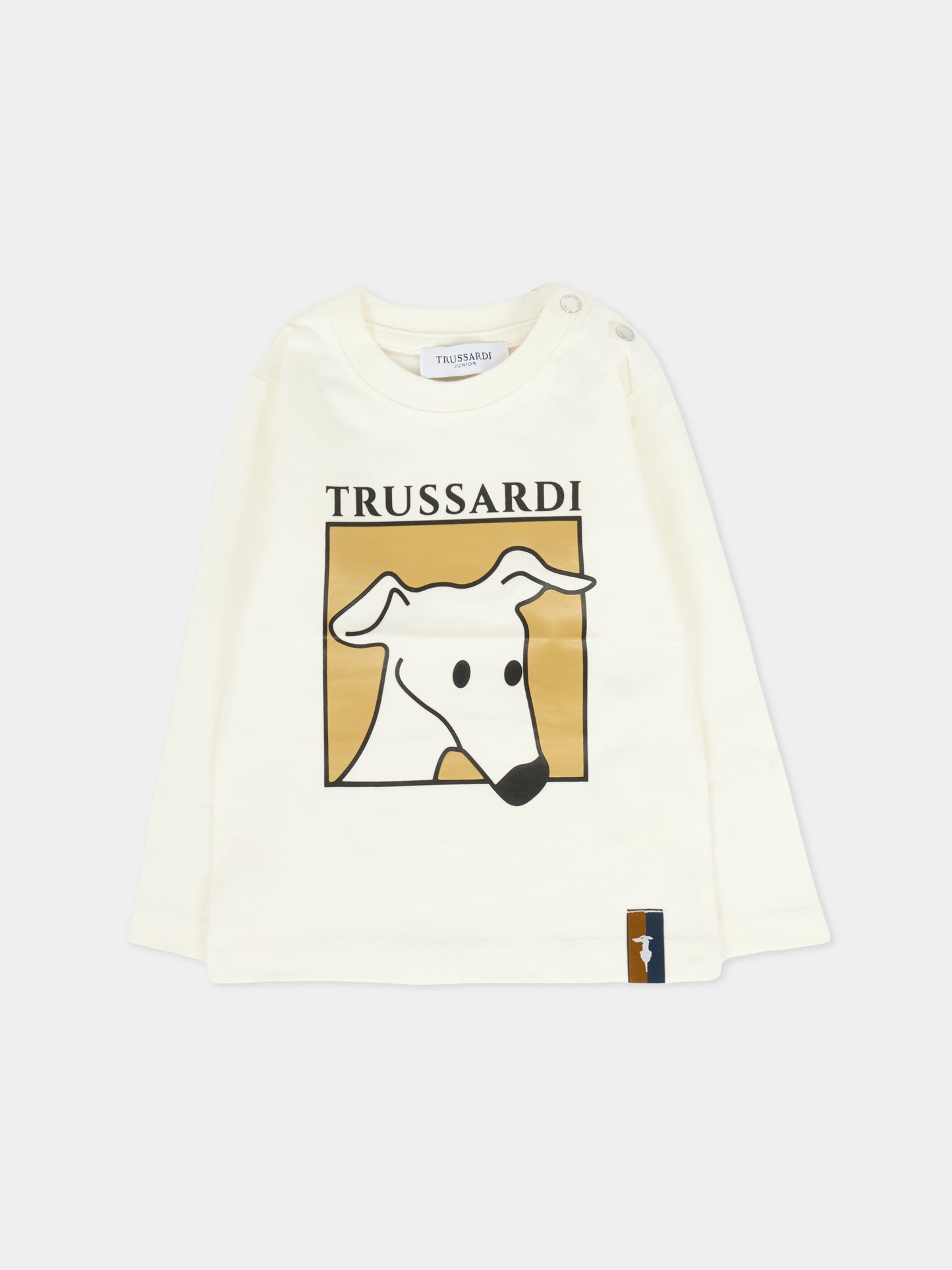 T-shirt avorio per neonato con cane,Trussardi Junior,TIA25085TS OFF-WHITE