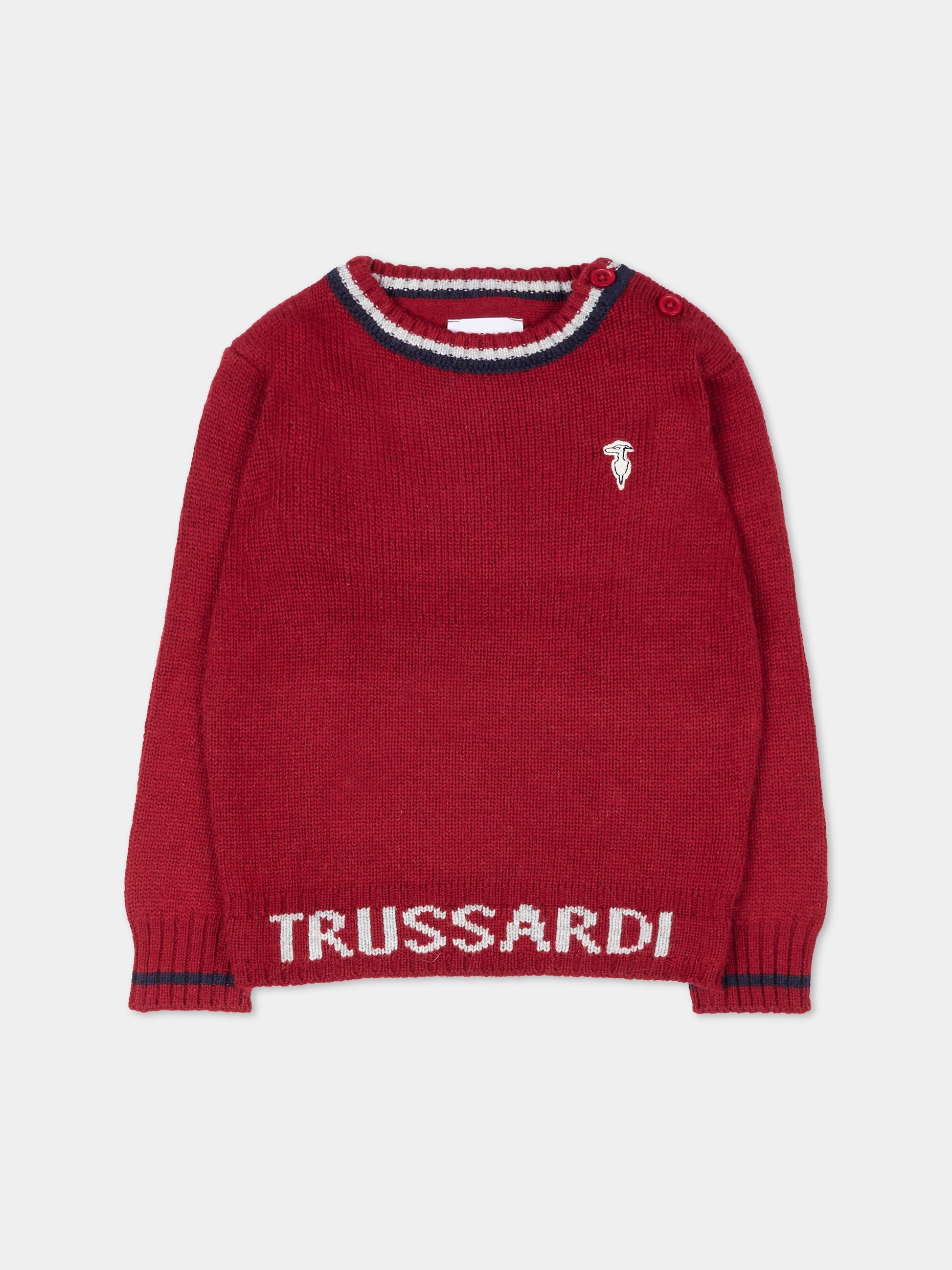 Maglione rosso per neonato con logo,Trussardi Junior,TIA25050MA EMBOLDENED