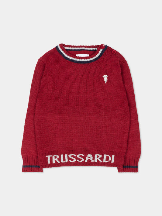 Maglione rosso per neonato con logo,Trussardi Junior,TIA25050MA EMBOLDENED