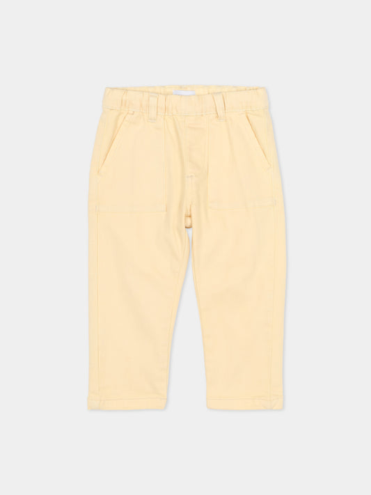 Pantaloni beige per neonato con logo,Trussardi Junior,TIA25087PA NEW ECRU